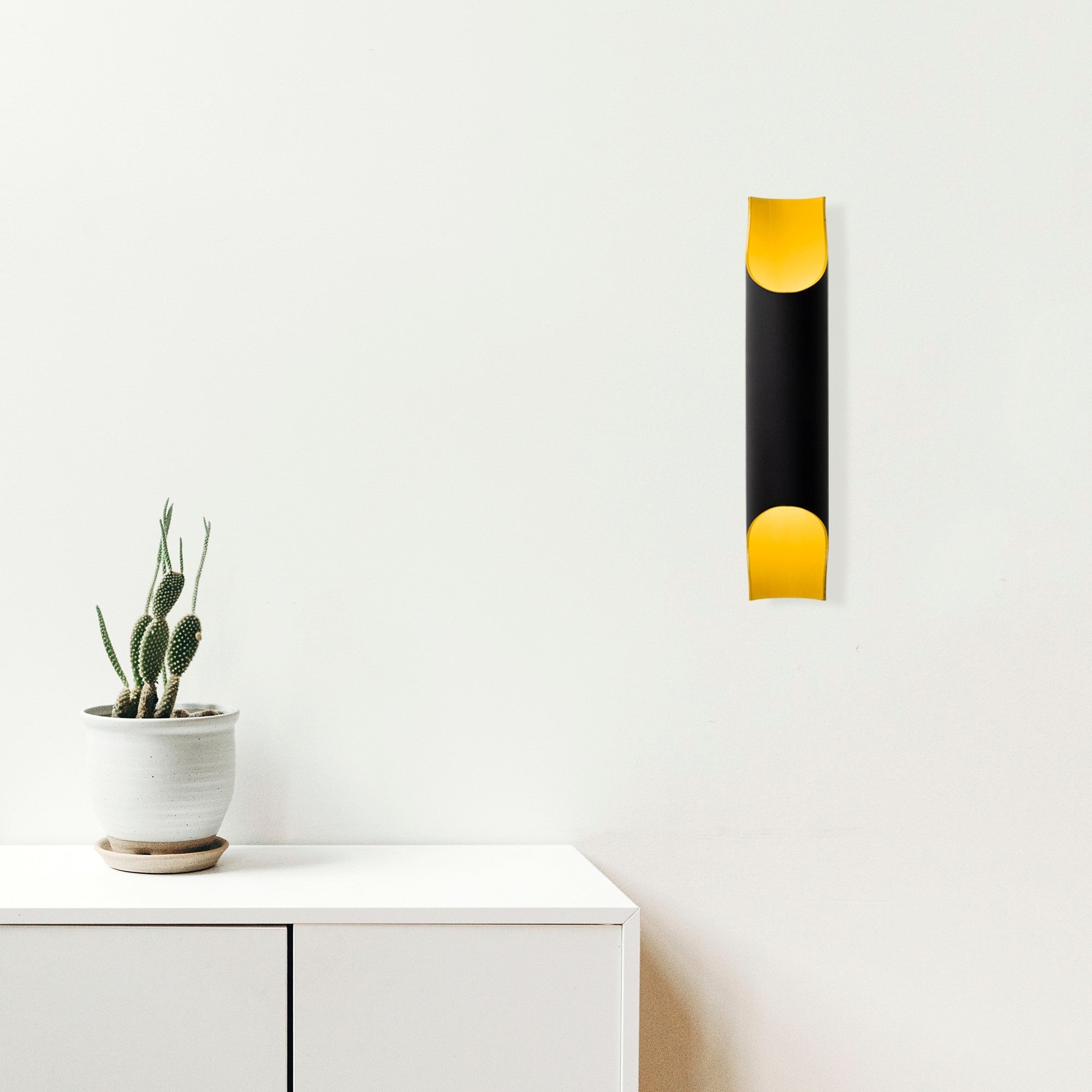 Candeeiro de Parede Industrial, Corpo em Metal Preto, 40 cm de Altura, 8 cm de Diâmetro, 2 x E14 Máx. 40 W, IP20 | Iluminação Elegante para Hotéis e Espaços Modernos