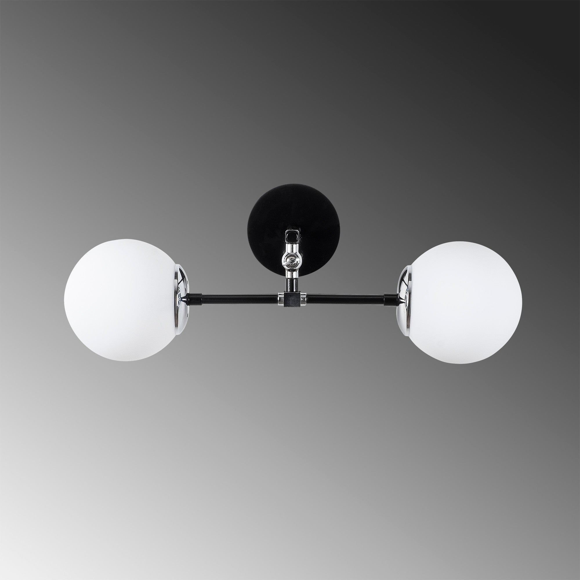 Candeeiro de Parede escandinava, corpo de metal preto com tampa de vidro, 58 x 34 x 20 cm | 2 x E27 máx. 40 W | Iluminação elegante e funcional para espaços modernos