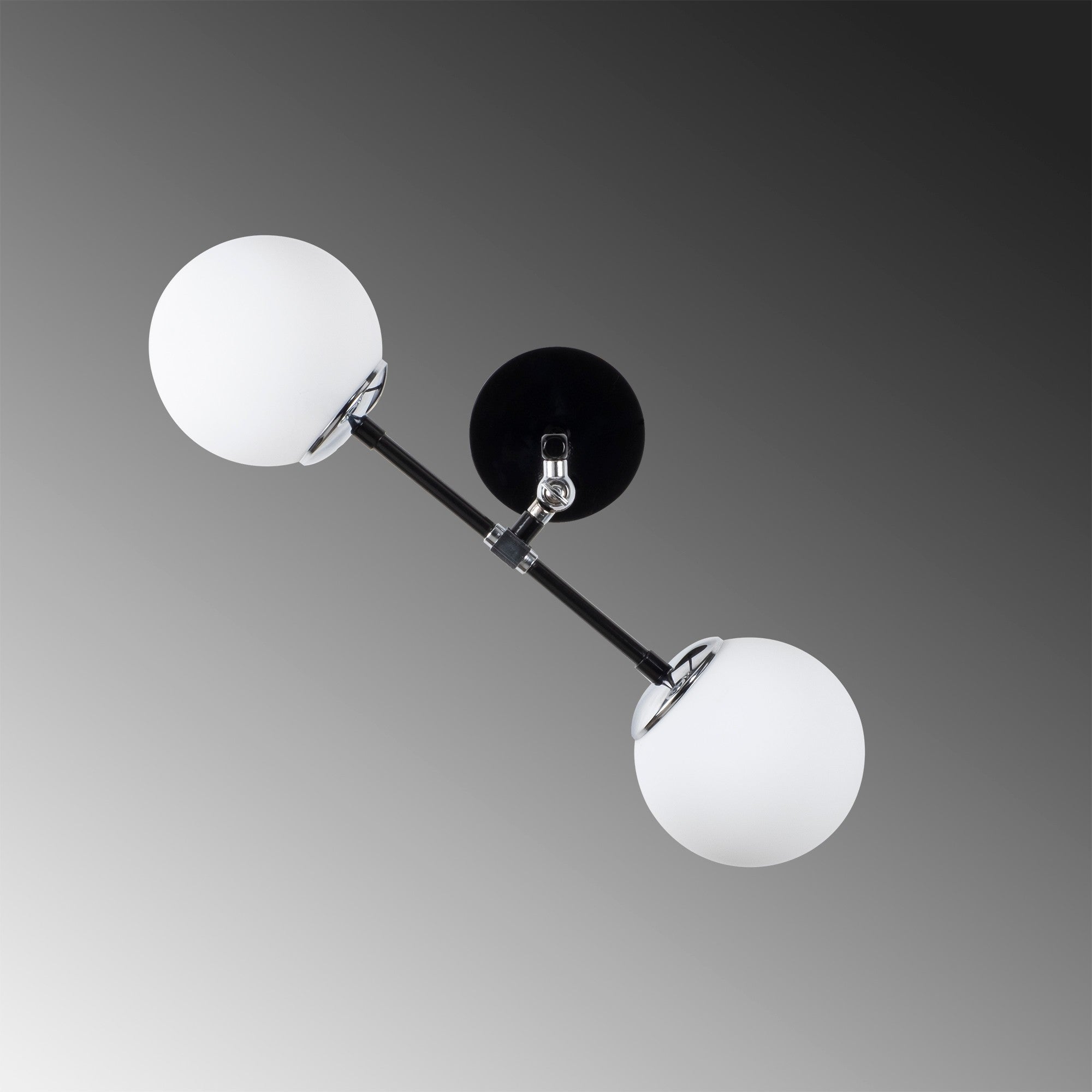 Candeeiro de Parede escandinava, corpo de metal preto com tampa de vidro, 58 x 34 x 20 cm | 2 x E27 máx. 40 W | Iluminação elegante e funcional para espaços modernos