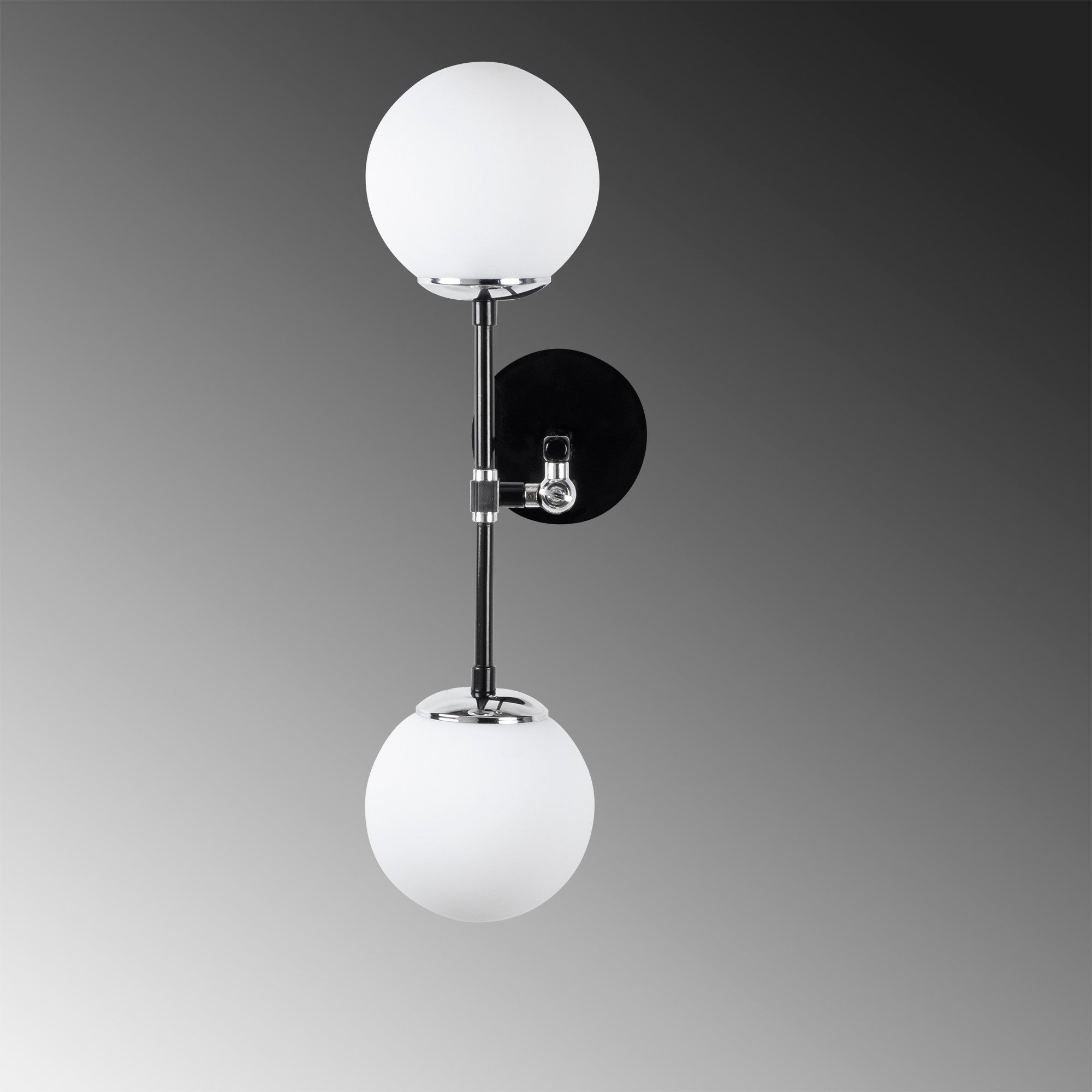 Candeeiro de Parede escandinava, corpo de metal preto com tampa de vidro, 58 x 34 x 20 cm | 2 x E27 máx. 40 W | Iluminação elegante e funcional para espaços modernos