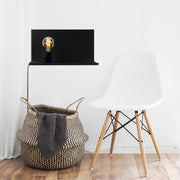 Candeeiro de Parede industrial preta, corpo de metal, 50 x 25 x 25 cm | Soquete E27, máx. 40 W | Iluminação plugável, elegante e funcional para espaços modernos