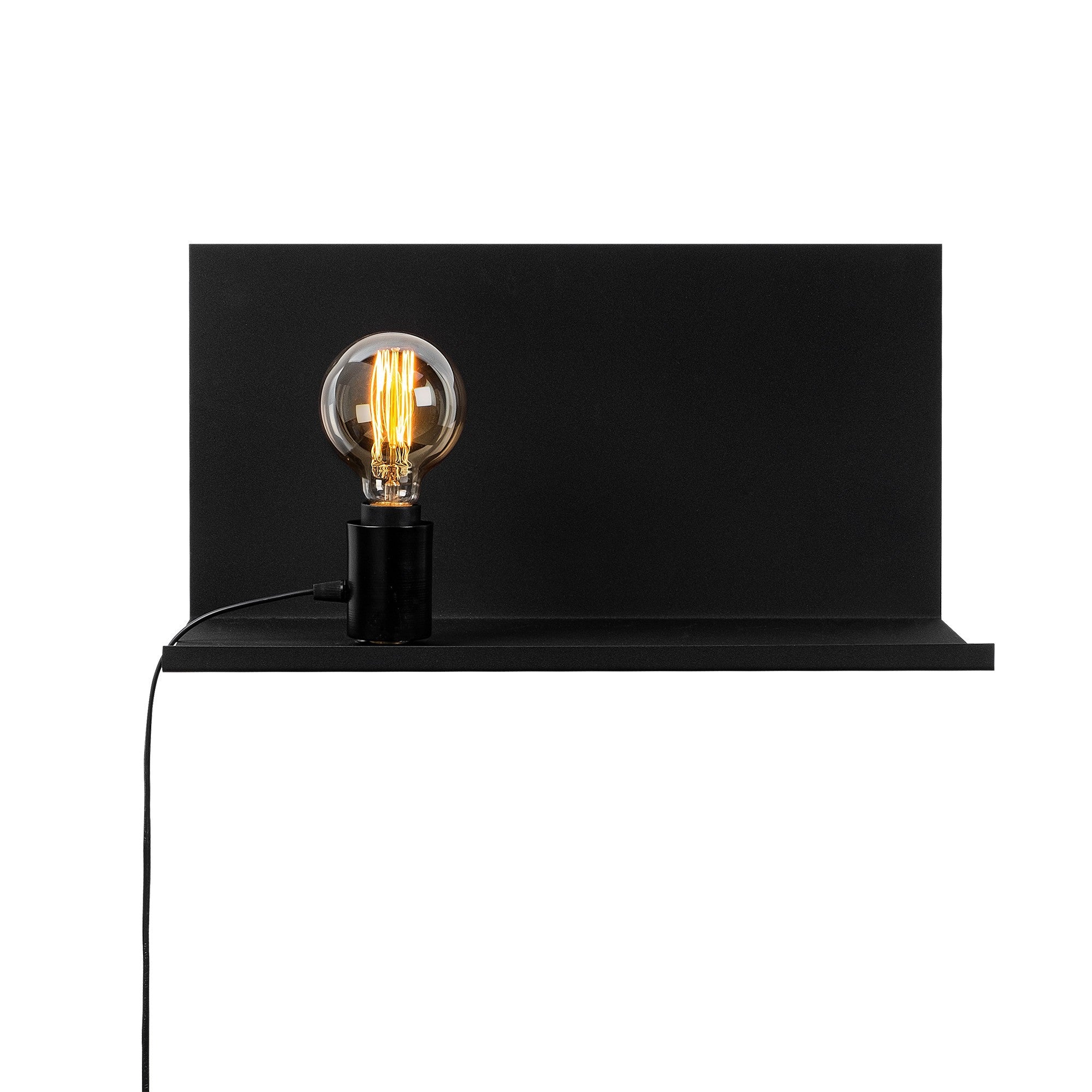 Candeeiro de Parede industrial preta, corpo de metal, 50 x 25 x 25 cm | Soquete E27, máx. 40 W | Iluminação plugável, elegante e funcional para espaços modernos