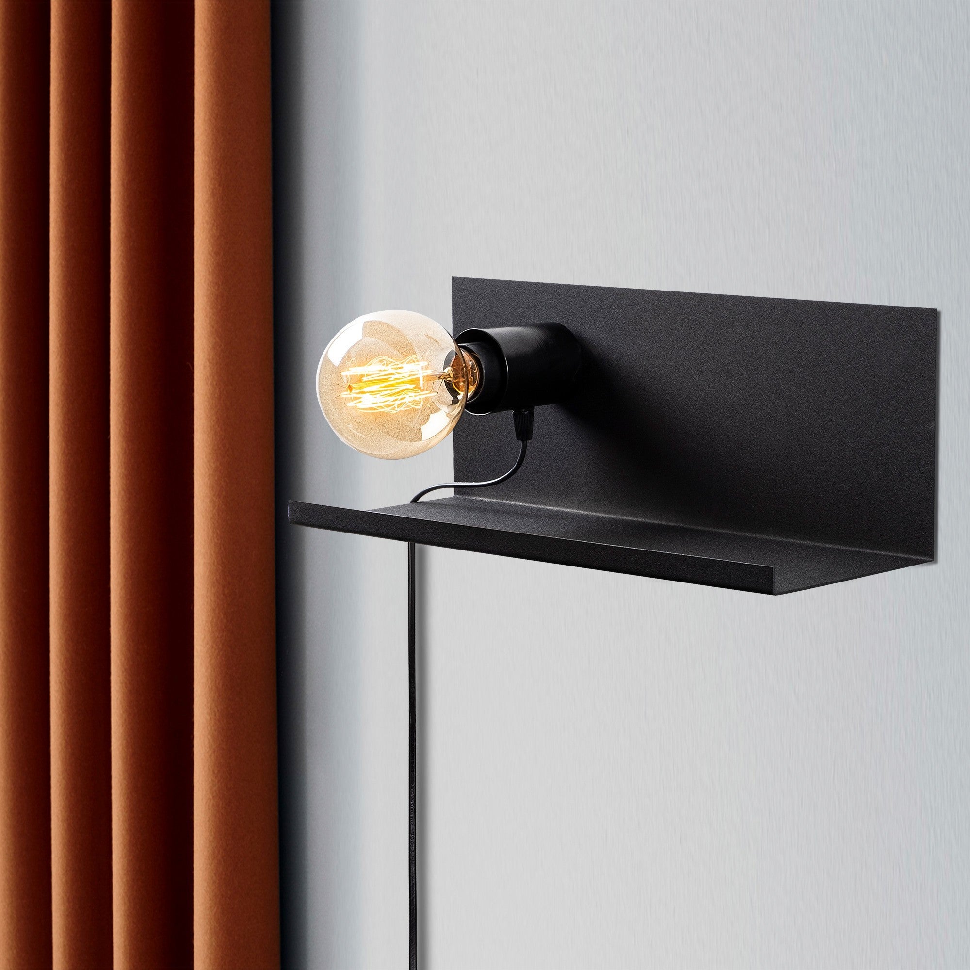 Candeeiro de Parede Industrial, Corpo em Metal Preto, 40 x 15 x 15 cm | Soquete E27, Máx. 40 W, IP20 | Iluminação Elegante e Funcional para Espaços Modernos