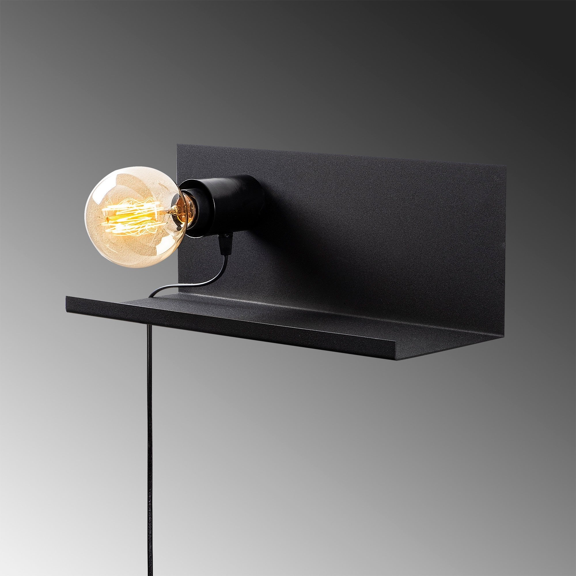 Candeeiro de Parede Industrial, Corpo em Metal Preto, 40 x 15 x 15 cm | Soquete E27, Máx. 40 W, IP20 | Iluminação Elegante e Funcional para Espaços Modernos