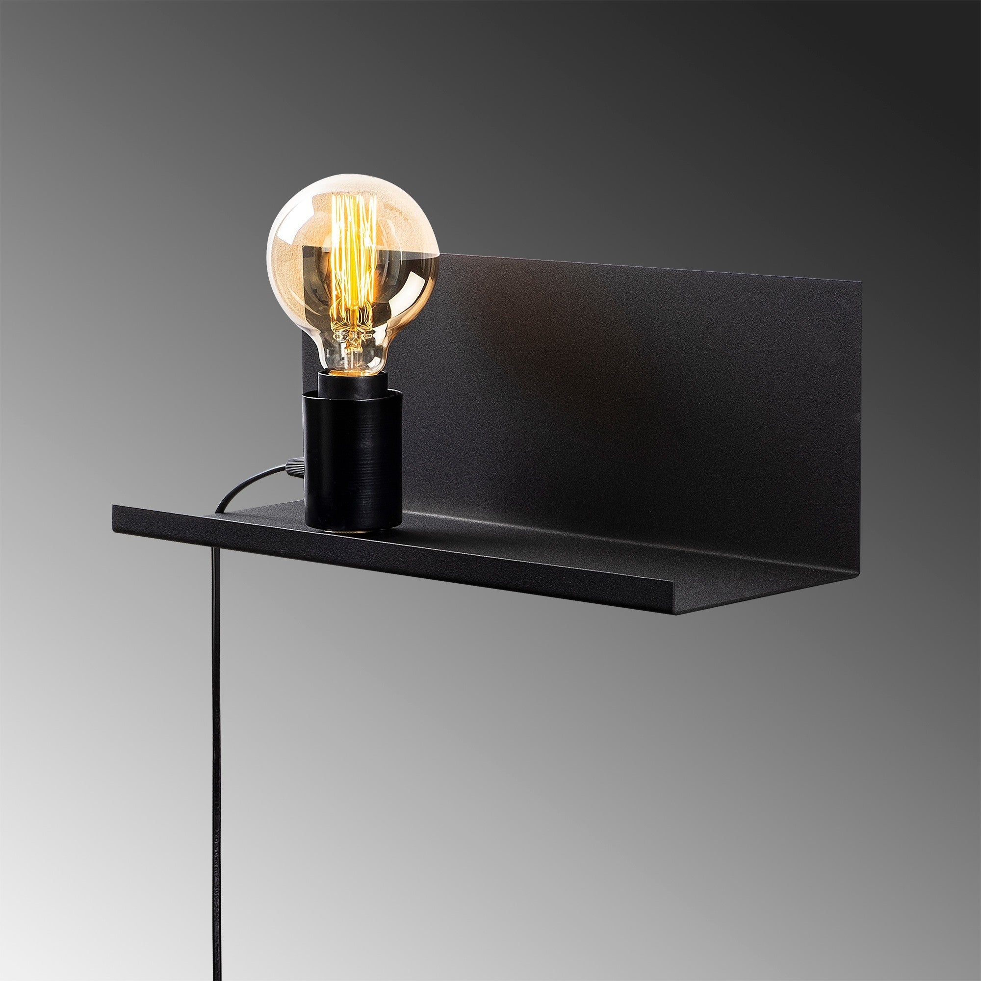 Candeeiro de Parede Industrial, Corpo em Metal Preto, 40 x 15 x 15 cm | Soquete E27, Máx. 40 W, IP20 | Iluminação Elegante e Funcional para Espaços Modernos