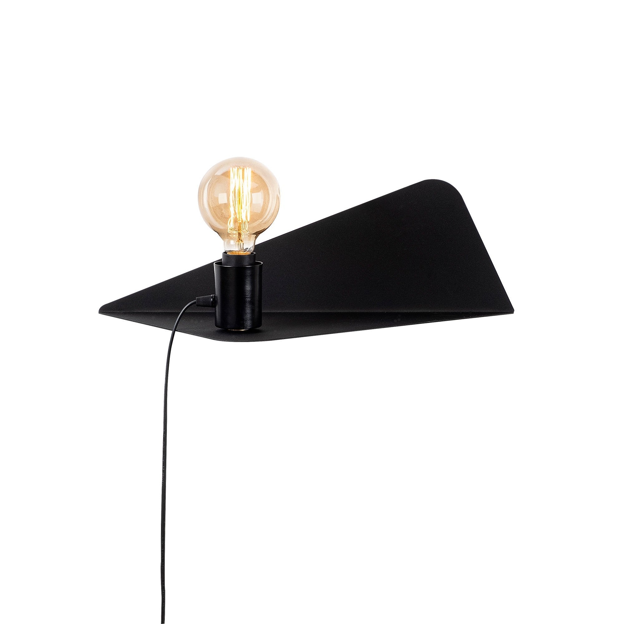 Candeeiro de Parede industrial preta, corpo de metal, 50 x 21 x 16 cm | Soquete E27, máx. 40 W | Iluminação plugável, elegante e funcional para espaços modernos