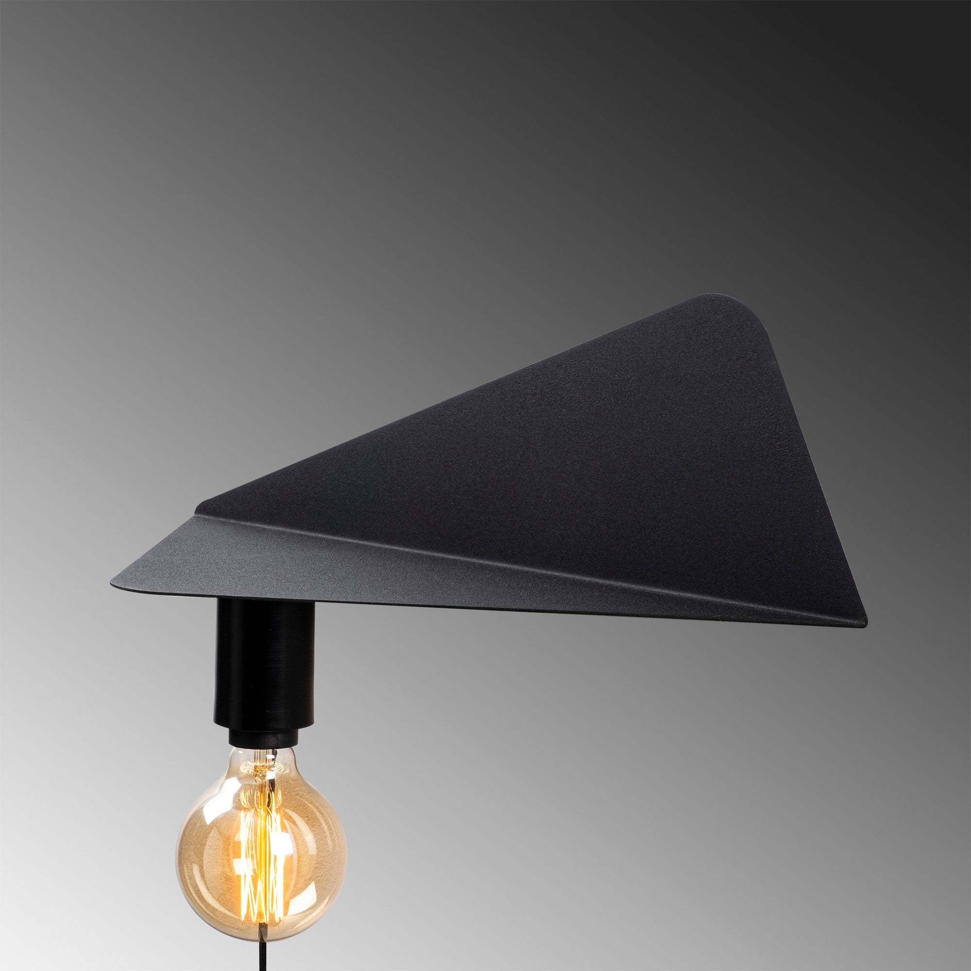 Candeeiro de Parede industrial preta, corpo de metal, 50 x 21 x 16 cm | Soquete E27, máx. 40 W | Iluminação plugável, elegante e funcional para espaços modernos