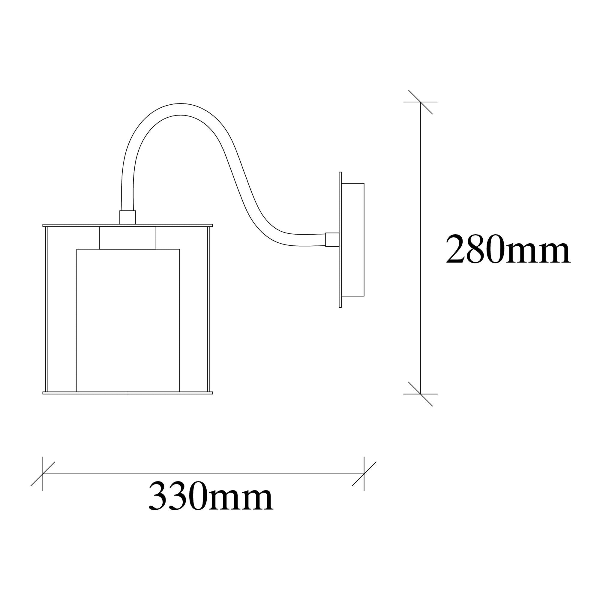 Candeeiro de Parede industrial, corpo de metal preto, 15 x 33 x 28 cm | Soquete E27, máx. 40 W | Iluminação elegante para decoração moderna de casa e escritório, classificação IP20