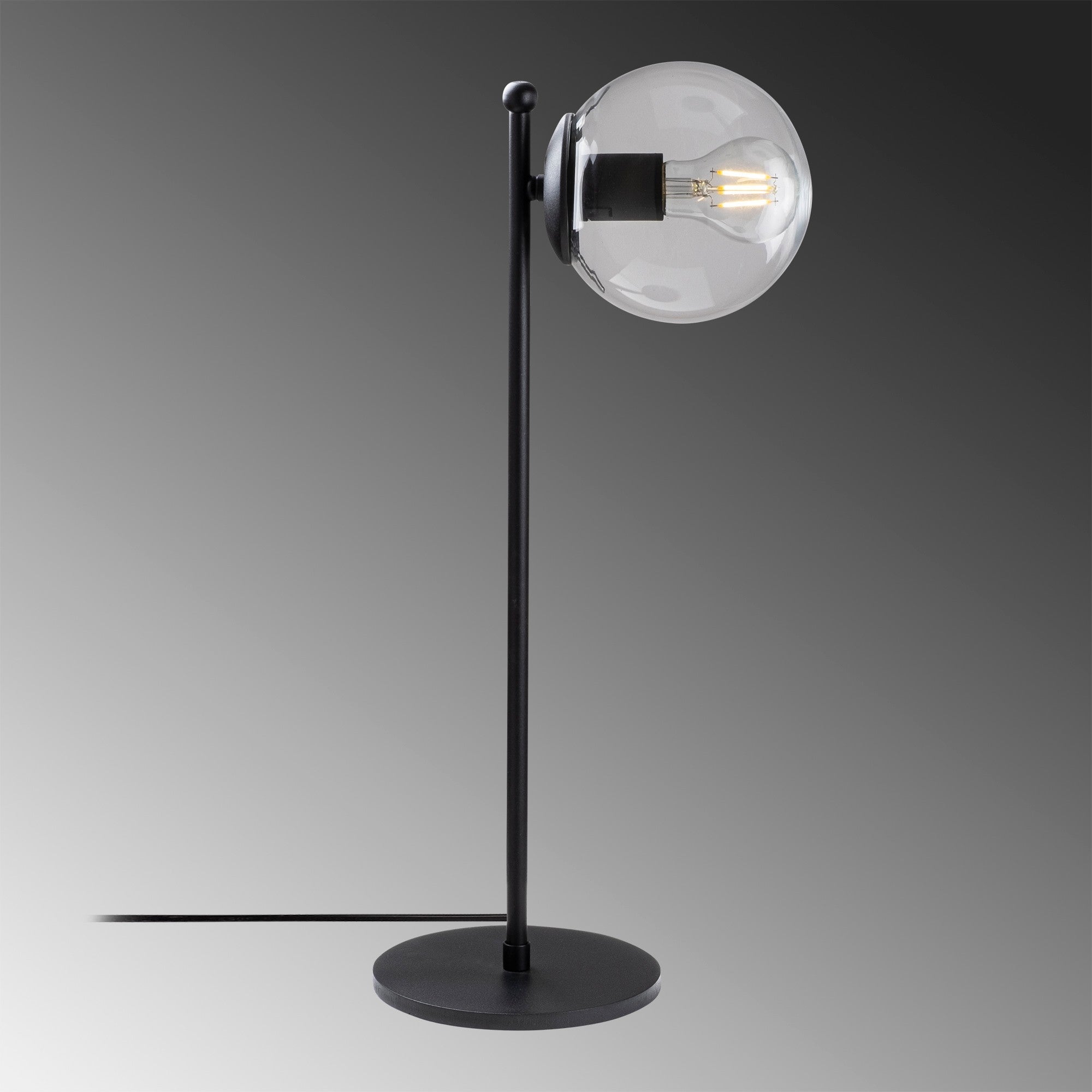 Candeeiro de Mesa Industrial Preta, Corpo em Metal, 25 x 25 cm, Altura 56 cm, Soquete E27, Potência Máxima de 40 W, Cabo de 150 cm | Iluminação Elegante e Funcional para Espaços Modernos