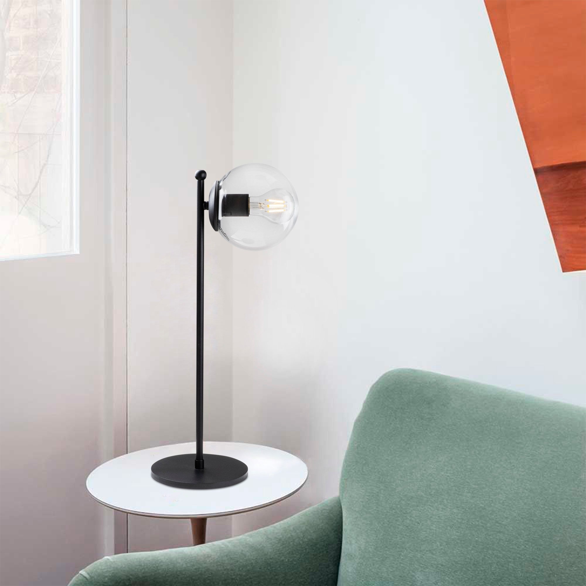Candeeiro de Mesa Industrial Preta, Corpo em Metal, 25 x 25 cm, Altura 56 cm, Soquete E27, Potência Máxima de 40 W, Cabo de 150 cm | Iluminação Elegante e Funcional para Espaços Modernos