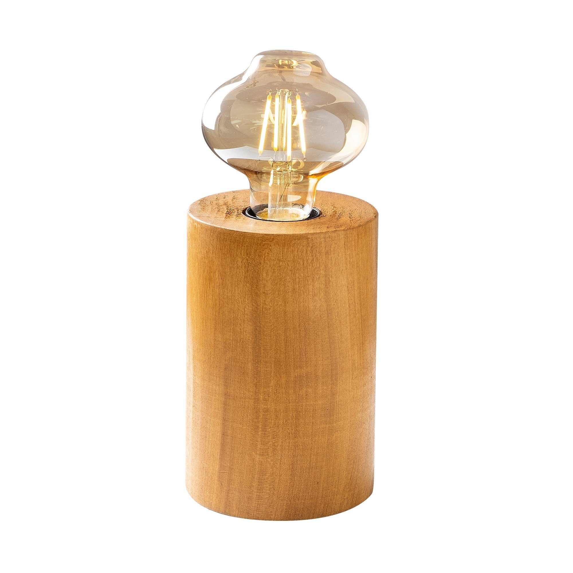 Candeeiro de Mesa elegante de madeira, 10 x 10 cm, altura 15 cm | Soquete E27, potência máxima de 40 W, cabo de 150 cm | Cor sólida, estilo campestre, perfeita para decoração de casa