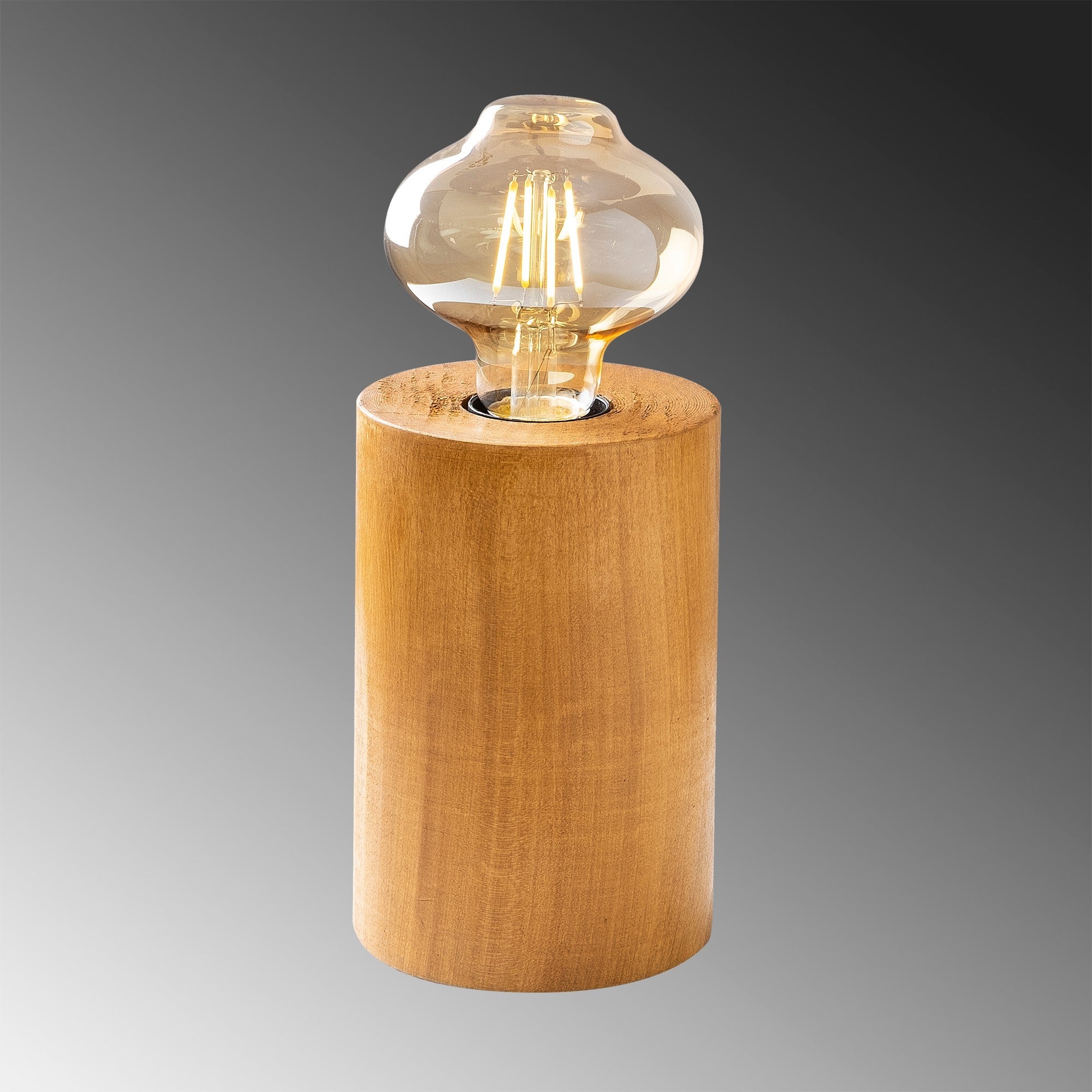 Candeeiro de Mesa elegante de madeira, 10 x 10 cm, altura 15 cm | Soquete E27, potência máxima de 40 W, cabo de 150 cm | Cor sólida, estilo campestre, perfeita para decoração de casa