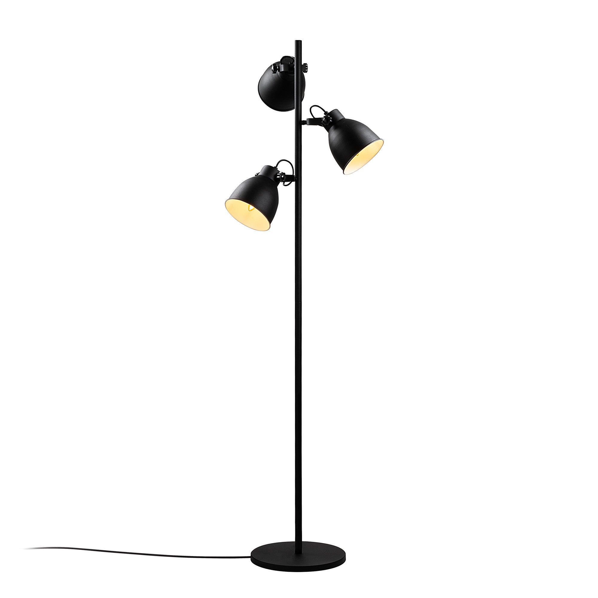 Candeeiro de Pé preta elegante, corpo de metal, 37 x 37 x 162 cm | Abajur de Ø16 cm, cabo de 250 cm, interruptor liga/desliga | Ideal para salas de estar e quartos modernos