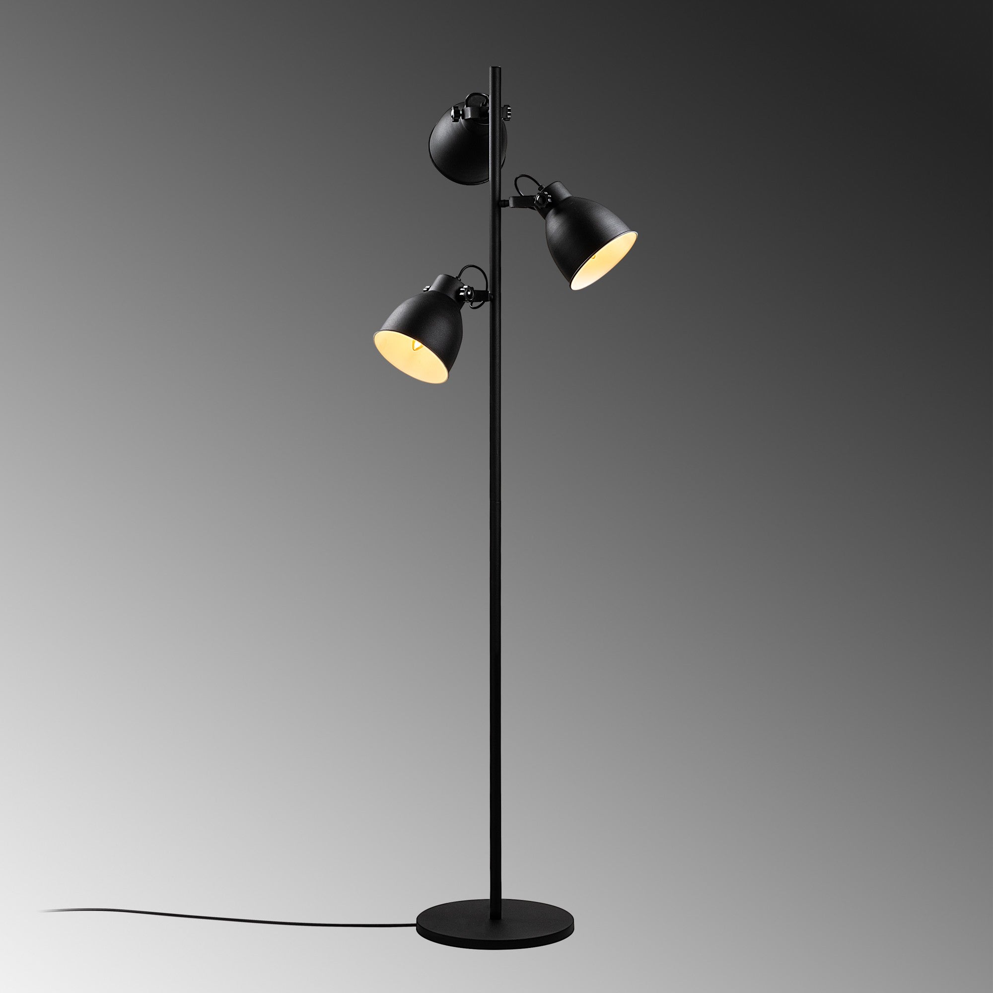 Candeeiro de Pé preta elegante, corpo de metal, 37 x 37 x 162 cm | Abajur de Ø16 cm, cabo de 250 cm, interruptor liga/desliga | Ideal para salas de estar e quartos modernos