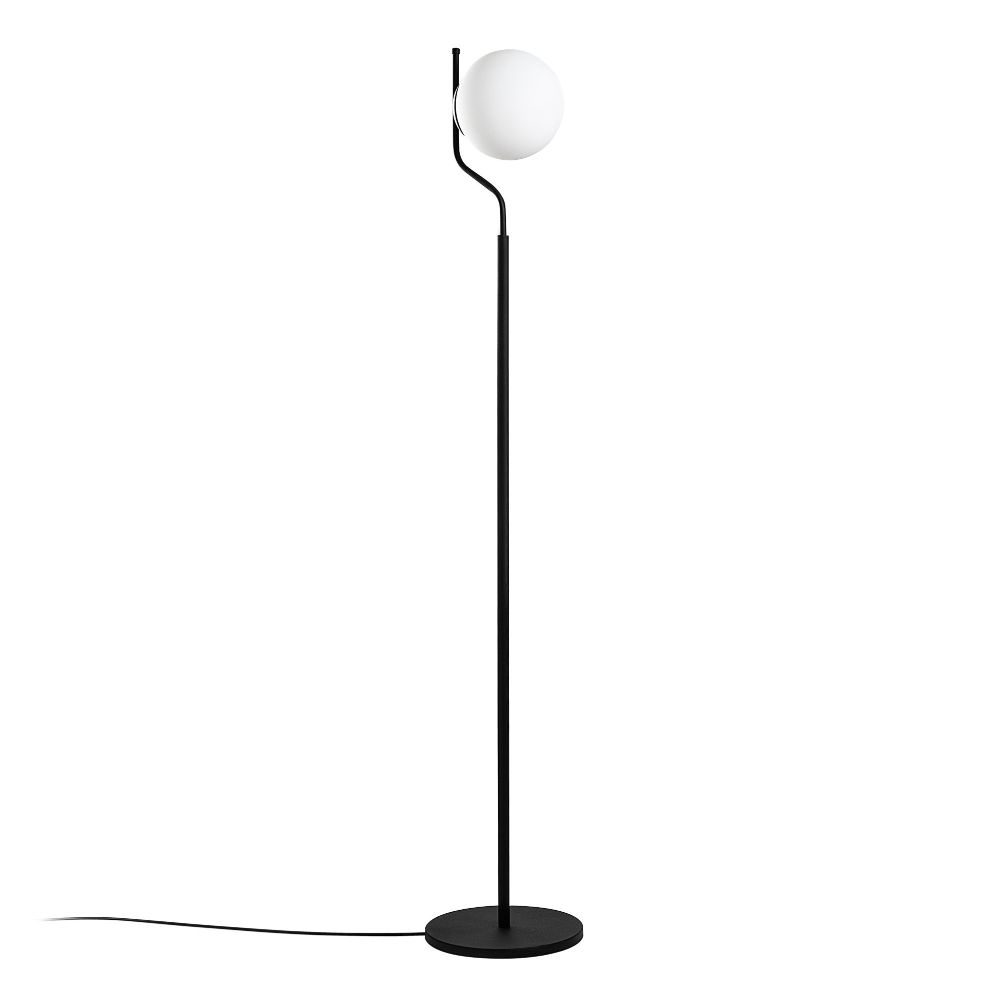 Candeeiro de Pé preta elegante, corpo de metal, 30 x 30 x 168 cm | Base Ø30, cabo de 250 cm, interruptor liga/desliga | Ideal para salas de estar e quartos modernos