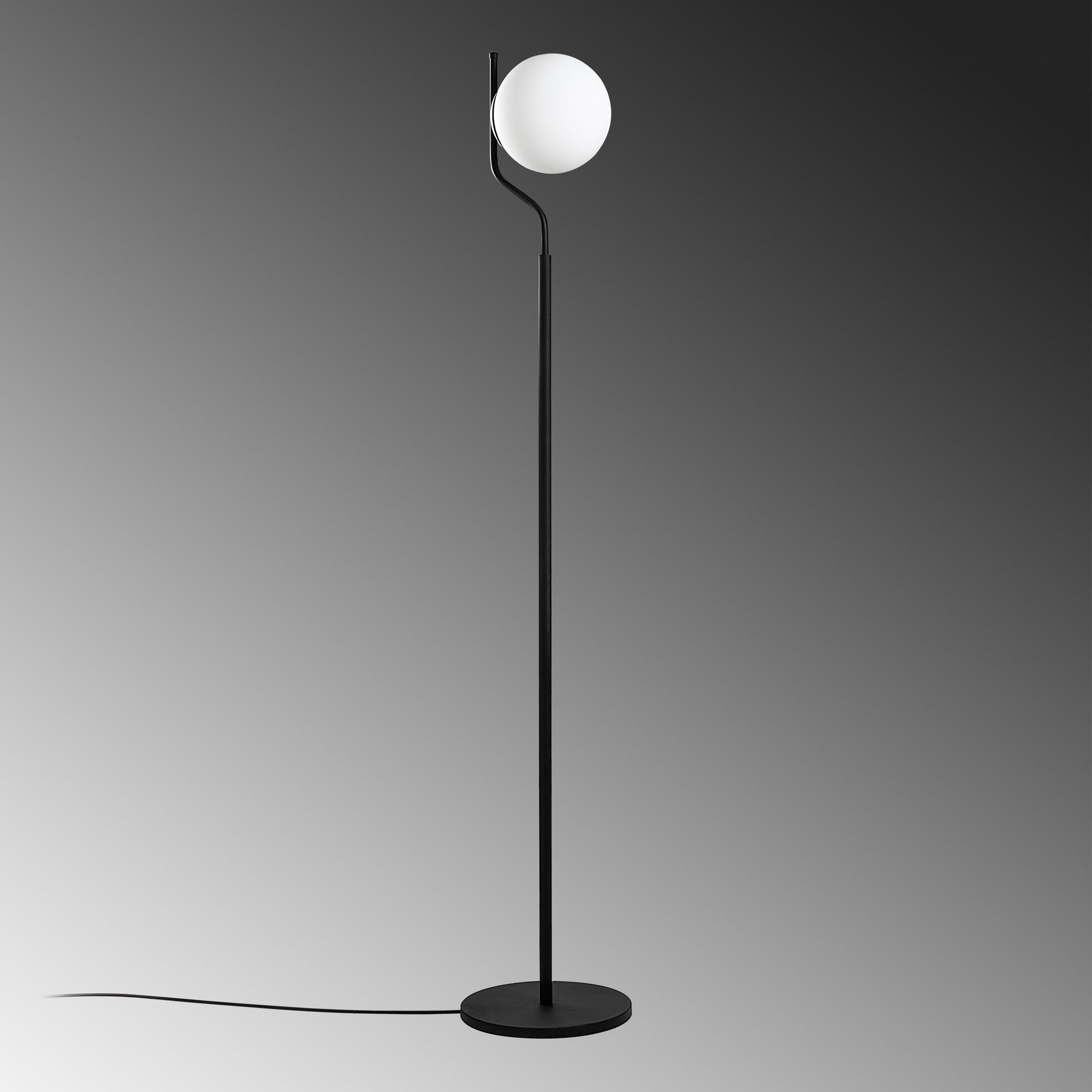 Candeeiro de Pé preta elegante, corpo de metal, 30 x 30 x 168 cm | Base Ø30, cabo de 250 cm, interruptor liga/desliga | Ideal para salas de estar e quartos modernos