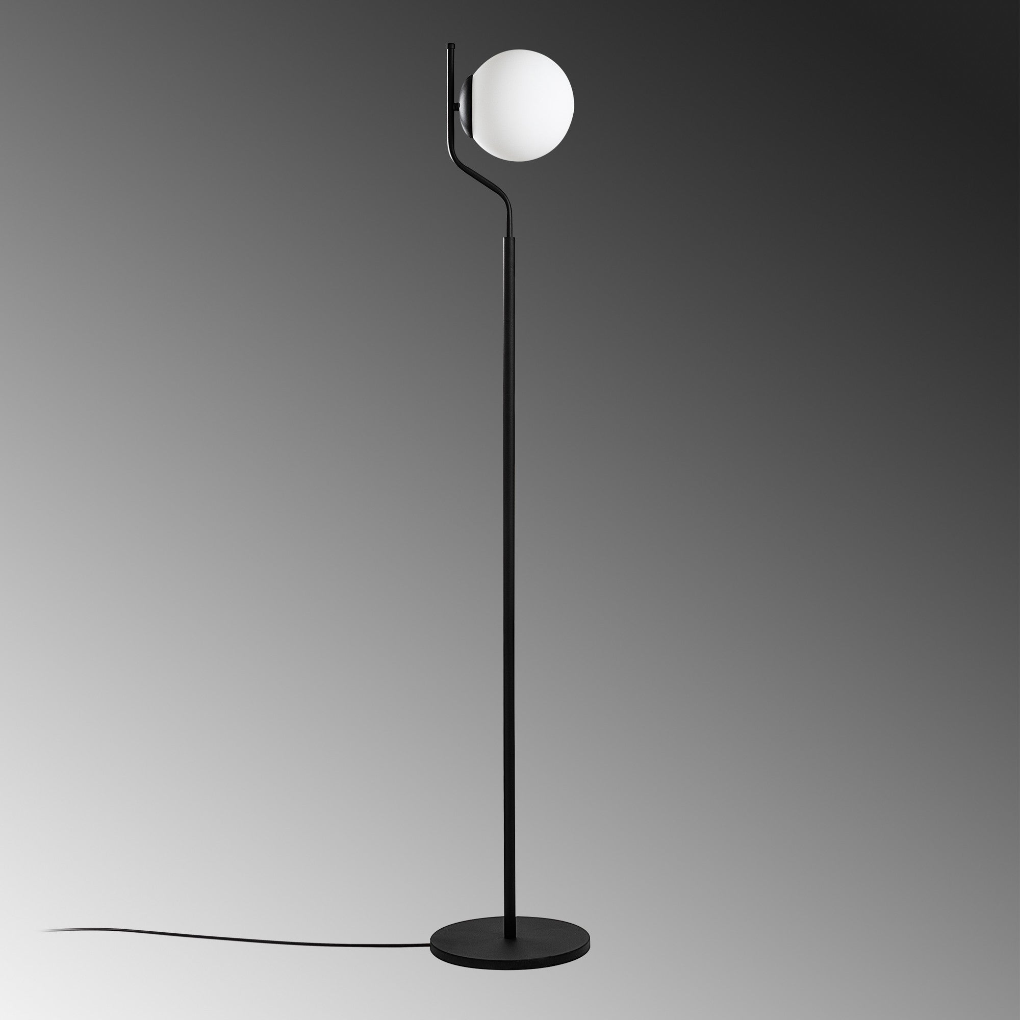 Candeeiro de Pé preta elegante, corpo de metal, 30 x 30 x 168 cm | Base Ø30, cabo de 250 cm, interruptor liga/desliga | Ideal para salas de estar e quartos modernos