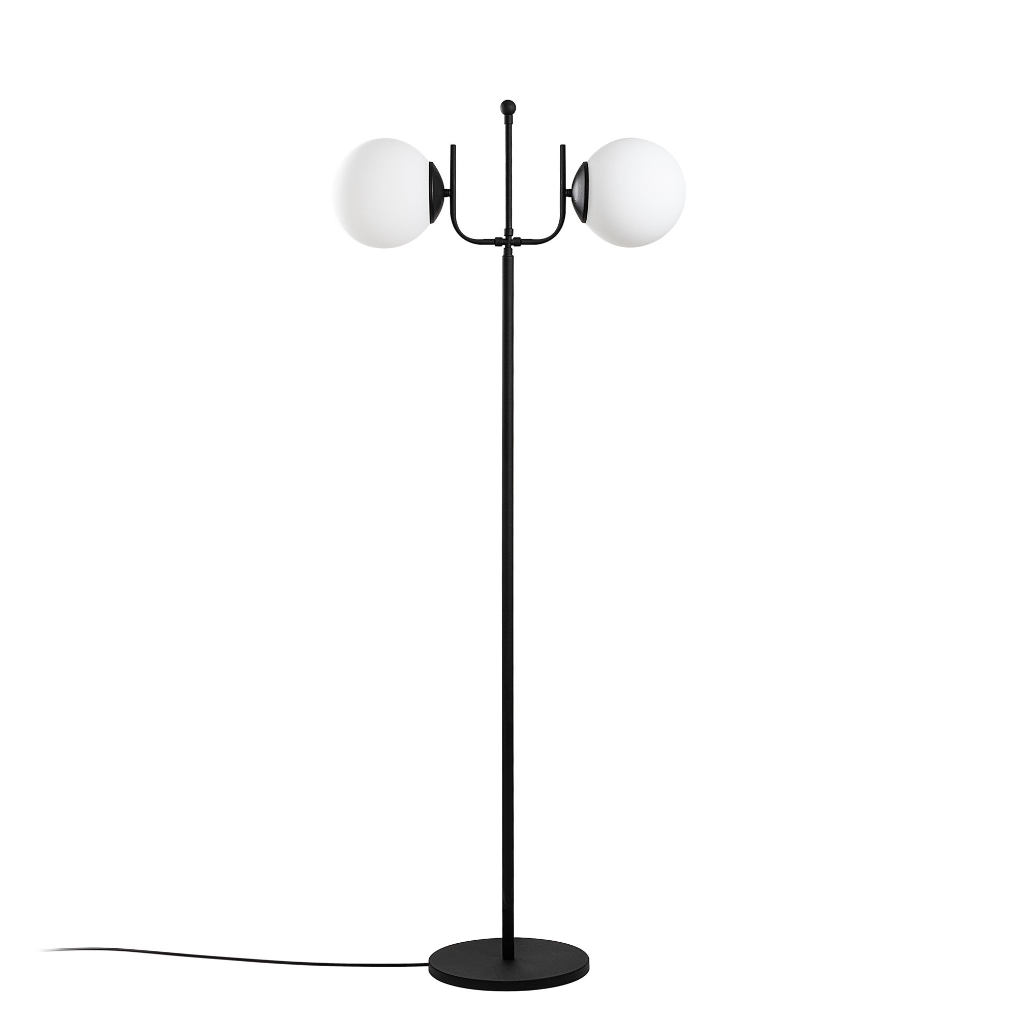 Candeeiro de Pé preta elegante, corpo de metal, 62 x 30 x 162 cm | 2 soquetes E27, cabo de 250 cm, interruptor liga/desliga | Iluminação moderna para decoração de casa e escritório