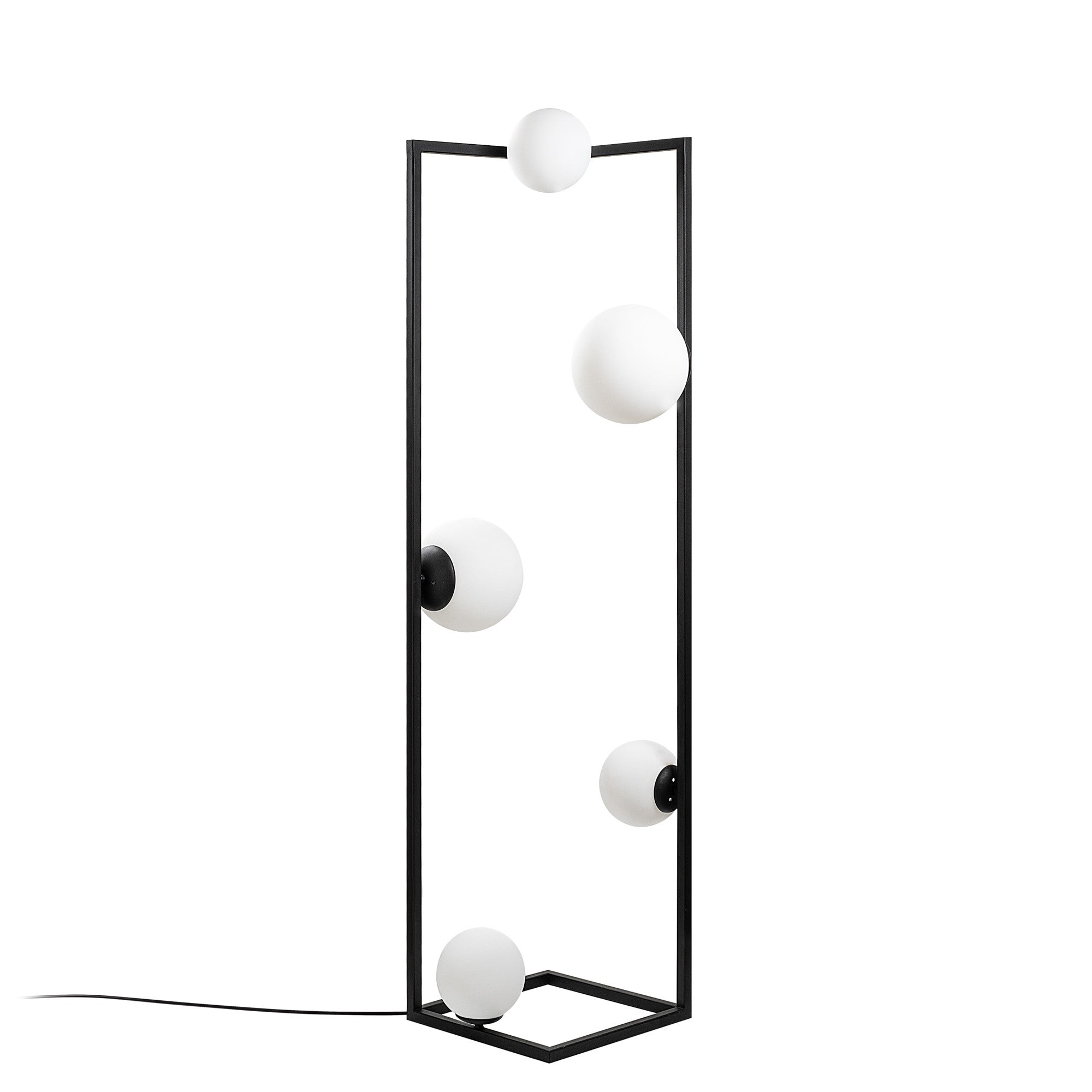 Candeeiro de Pé preta elegante, corpo de metal, 35 x 35 x 157 cm | 2 soquetes E27 e 3 soquetes E14, cabo de 250 cm, interruptor liga/desliga | Iluminação moderna para casa e escritório