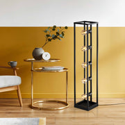 Candeeiro de Pé preta elegante, corpo de metal, 21 x 21 x 102 cm | Cabo de 250 cm, interruptor liga/desliga, 5 x E27 máx. 40 W | Iluminação moderna para casa e escritório