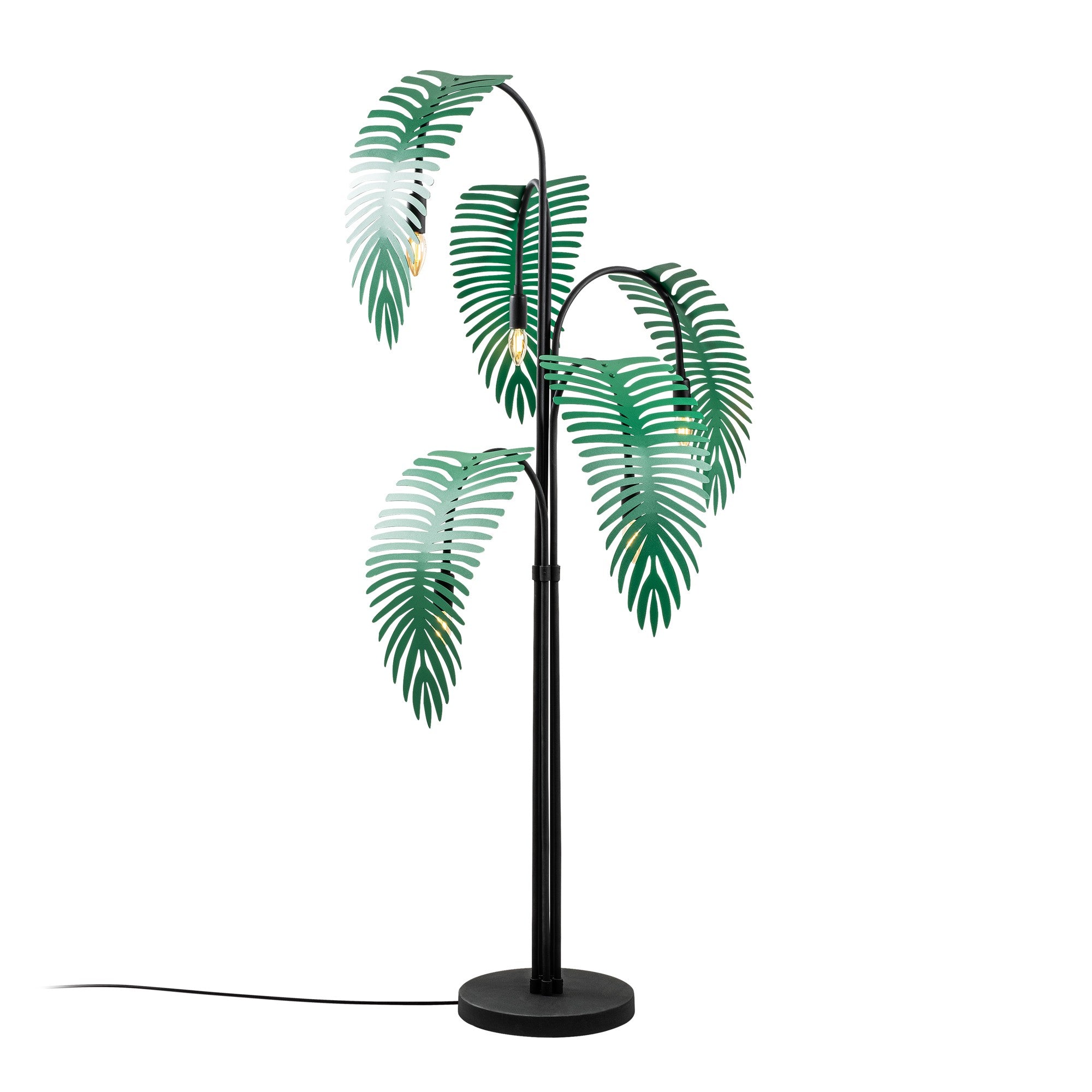 Candeeiro de Pé estilosa com corpo de metal, preta e verde, 71 x 71 x 157 cm | 5 soquetes E14, cabo de 250 cm, interruptor liga/desliga | Iluminação moderna para casa e escritório