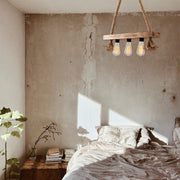 Candeeiro de Teto elegante de madeira, 60 x 9 cm, altura 60 cm, 3 x E27 máx. 40 W, design rústico, perfeito para decoração moderna, classificação IP20, comprimento do cabo de 40 cm