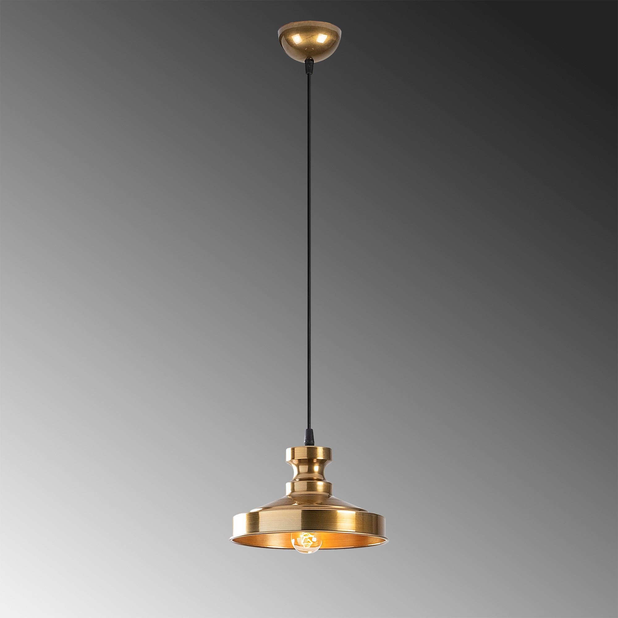 Candeeiro de Teto Escandinavo Glam, Corpo em Metal Dourado, 22 x 22 cm, Altura 109 cm, E27 máx. 40 W, Cabo de 90 cm | Iluminação Elegante para Espaços Modernos
