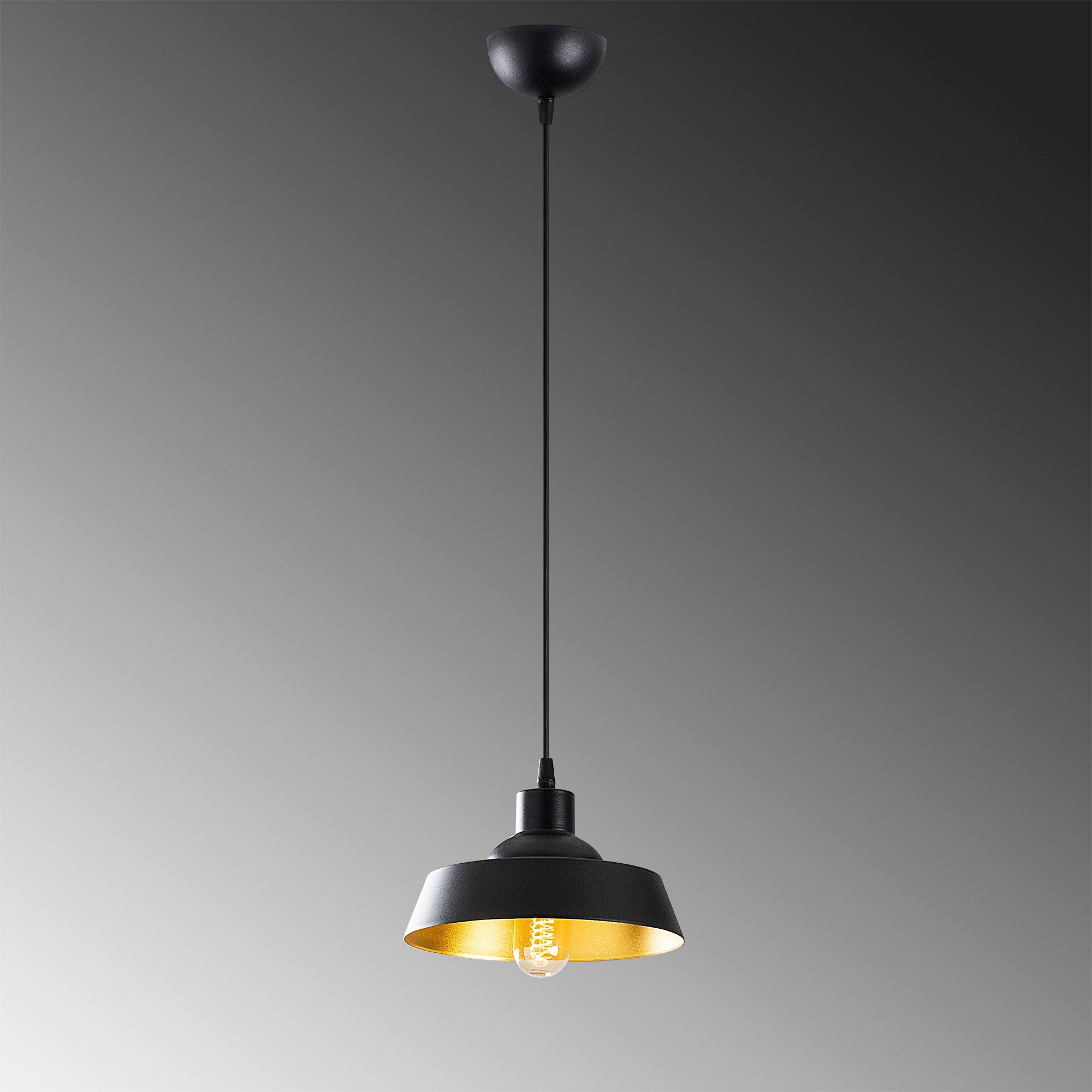 Candeeiro de Teto Industrial Escandinavo, Corpo em Metal Preto, 22 x 22 cm, Altura 107 cm, Soquete E27 Máx. 40 W, Cabo de 90 cm | Iluminação Elegante para Espaços Modernos