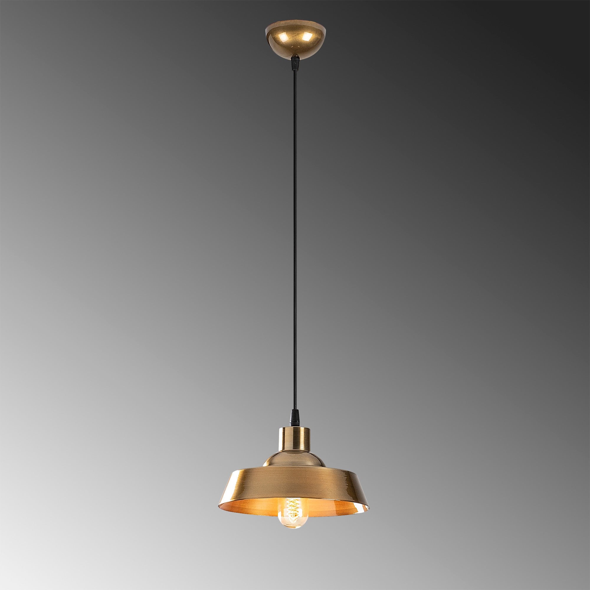 Candeeiro de Teto Escandinavo Glam, Corpo em Metal Dourado, 22 x 22 cm, Altura 107 cm, E27 máx. 40 W, Cabo de 90 cm | Iluminação Elegante para Espaços Modernos
