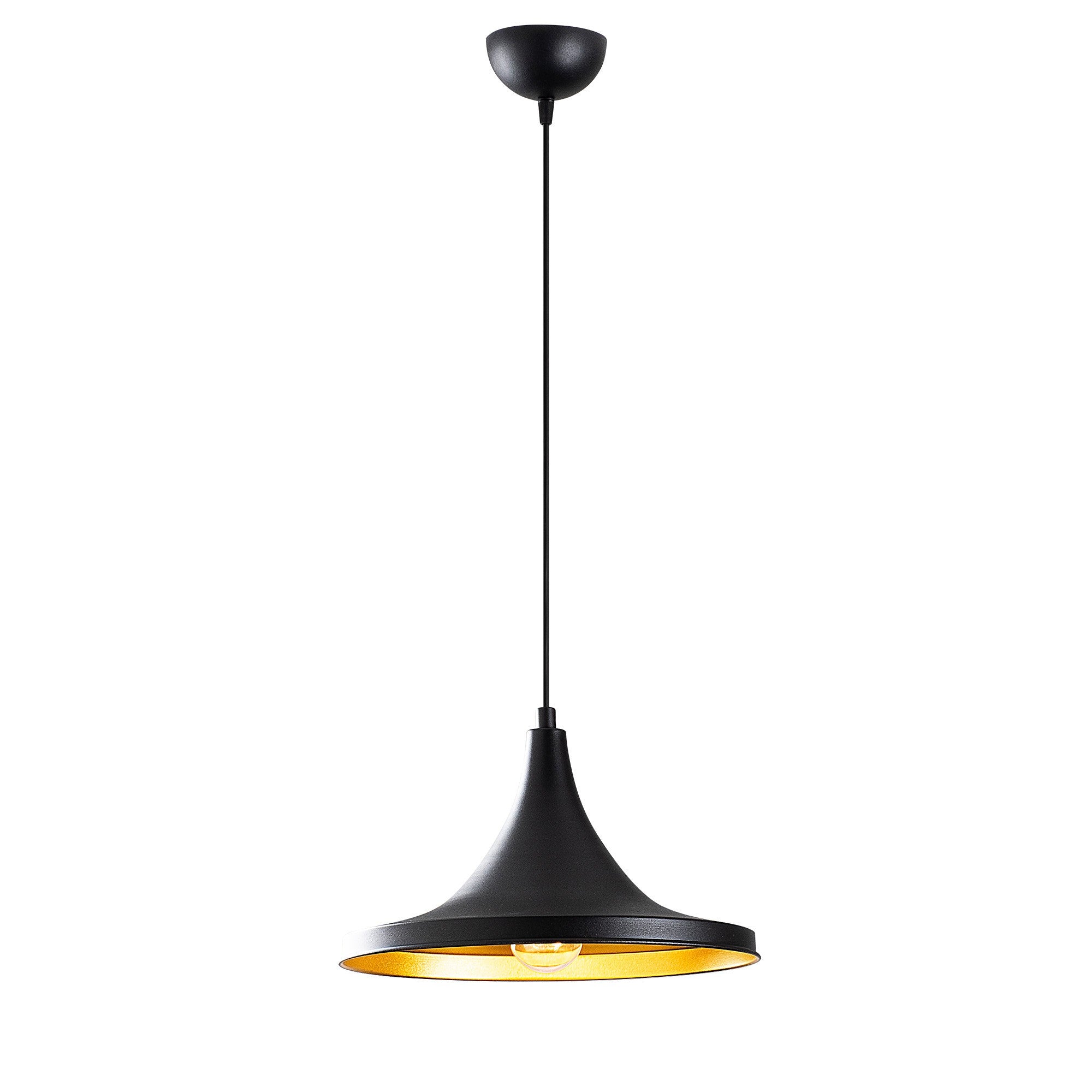 Candeeiro de Teto Industrial Escandinavo, Corpo em Metal Preto, 30 x 30 cm, Altura 113 cm, E27 máx. 40 W, Cabo de 90 cm | Iluminação Elegante para Espaços Modernos