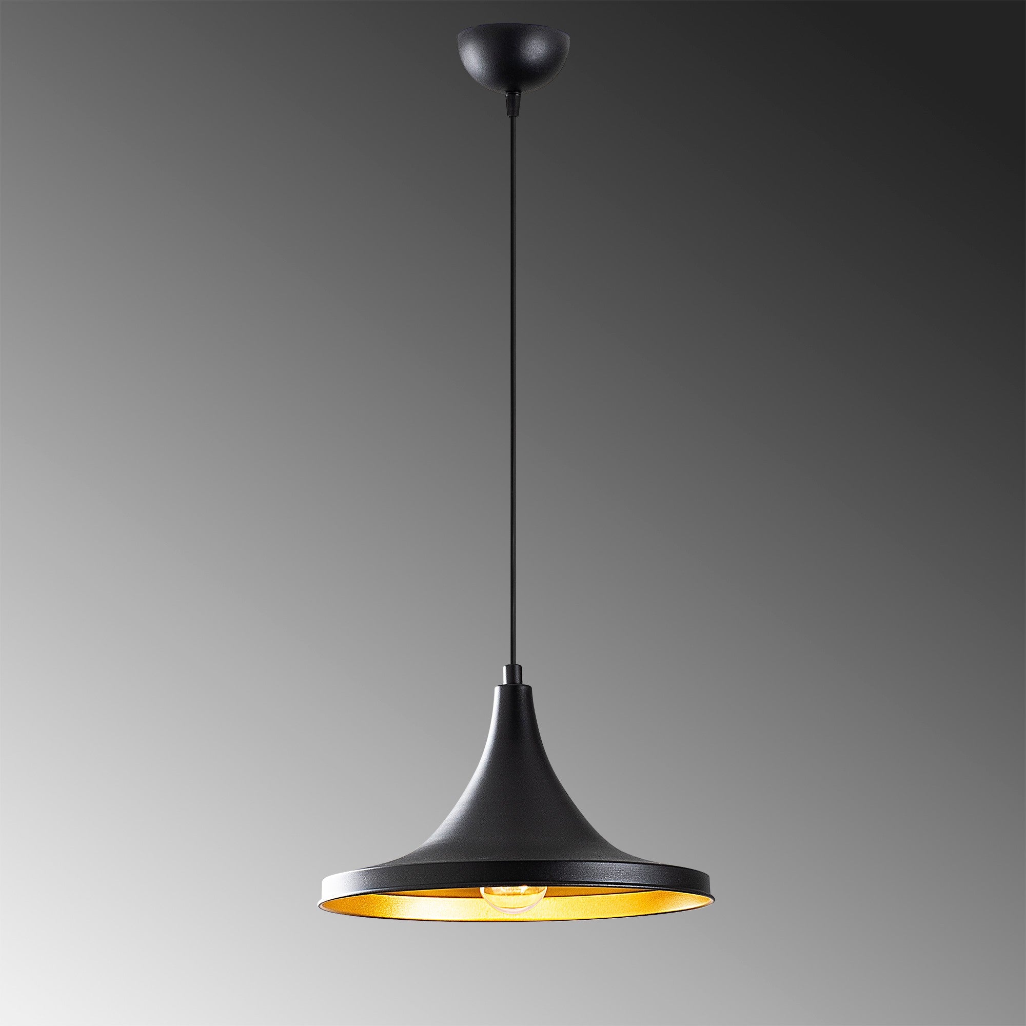 Candeeiro de Teto Industrial Escandinavo, Corpo em Metal Preto, 30 x 30 cm, Altura 113 cm, E27 máx. 40 W, Cabo de 90 cm | Iluminação Elegante para Espaços Modernos