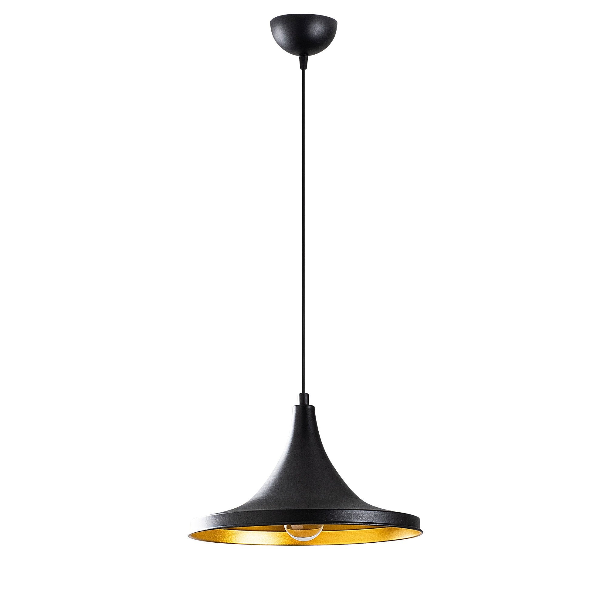 Candeeiro de Teto Industrial Escandinavo, Corpo em Metal Preto, 30 x 30 cm, Altura 113 cm, E27 máx. 40 W, Cabo de 90 cm | Iluminação Elegante para Espaços Modernos