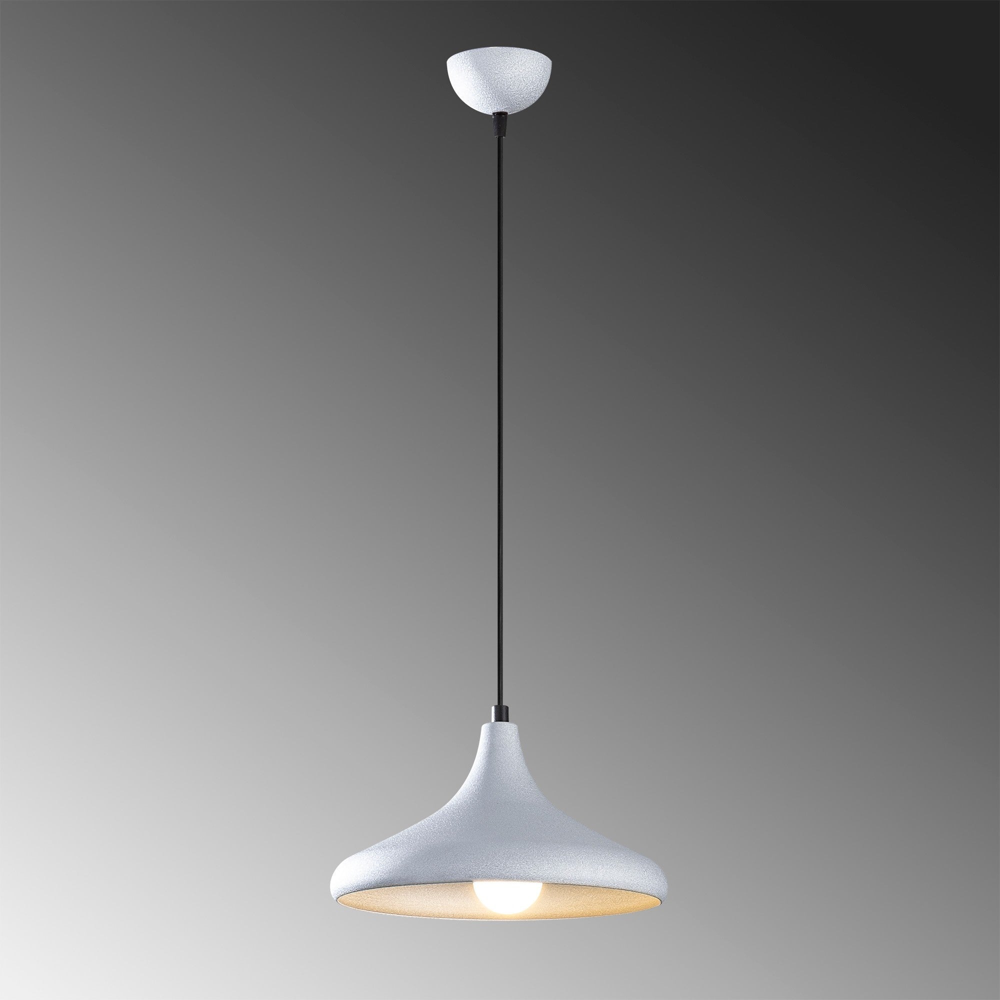 Candeeiro de Teto Escandinavo, Corpo em Metal Prateado, 30 x 30 cm, Altura 113 cm, E27 Máx. 40 W, Cabo de 90 cm | Iluminação Elegante para Espaços Modernos