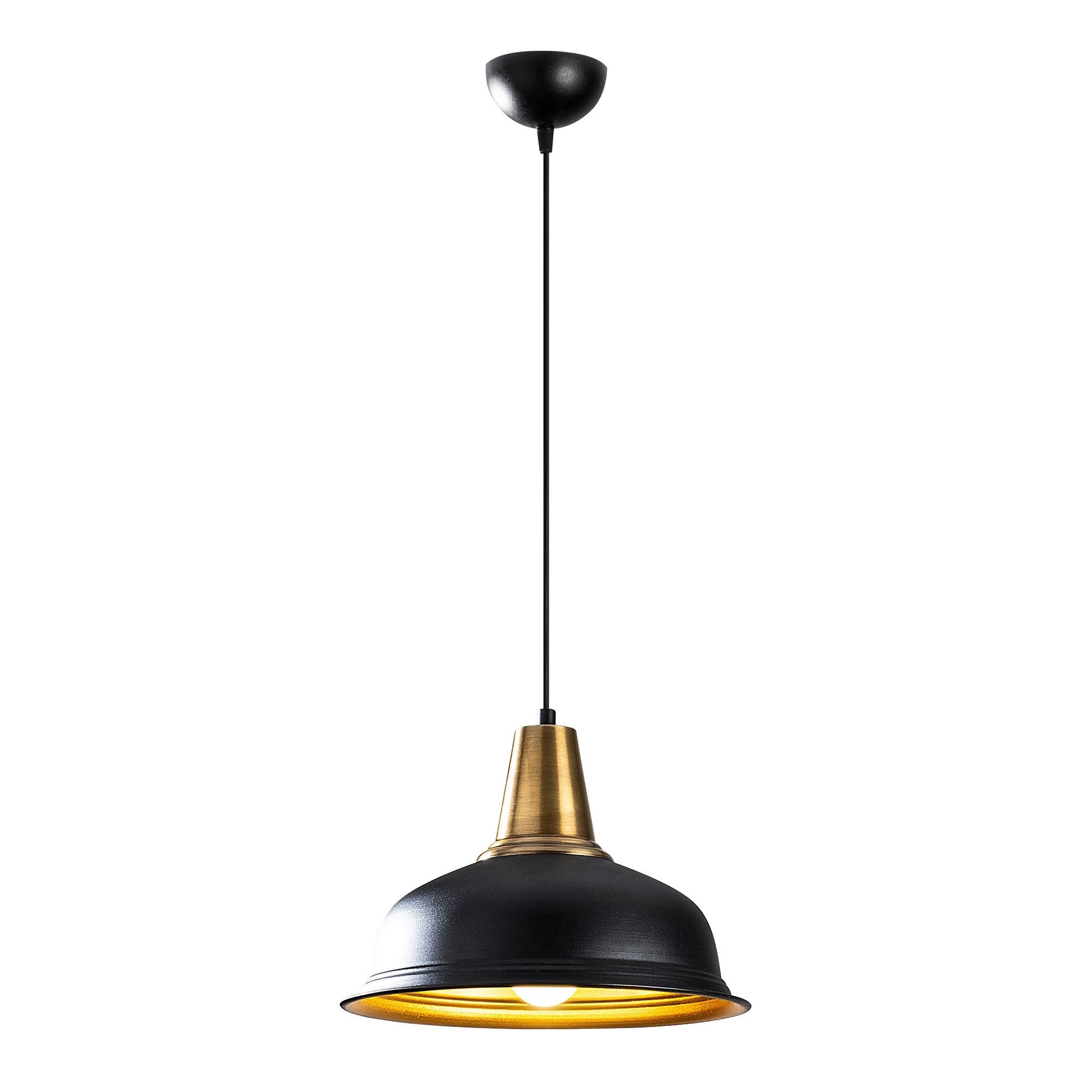 Candeeiro de Teto preto elegante, 32 x 32 cm, altura 120 cm | Corpo de metal, E27 máx. 40 W | Design escandinavo glamoroso, perfeito para interiores modernos
