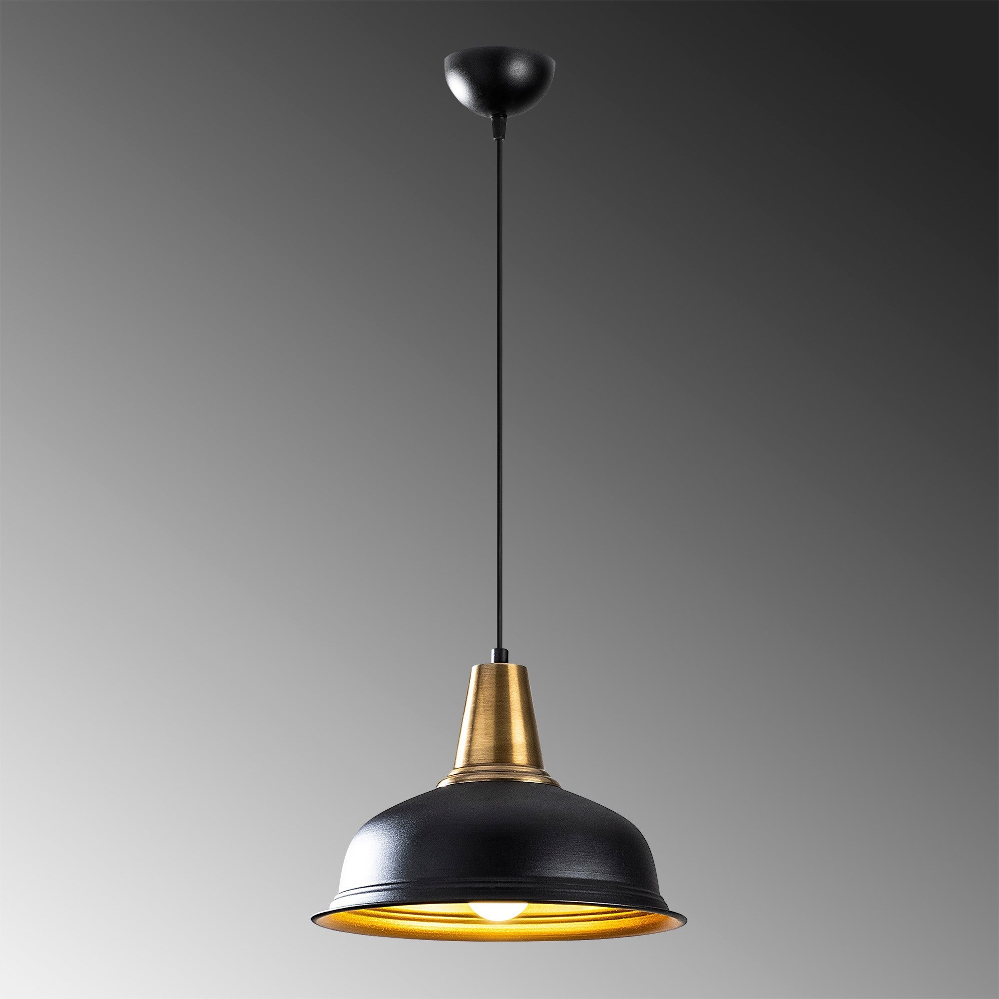Candeeiro de Teto preto elegante, 32 x 32 cm, altura 120 cm | Corpo de metal, E27 máx. 40 W | Design escandinavo glamoroso, perfeito para interiores modernos