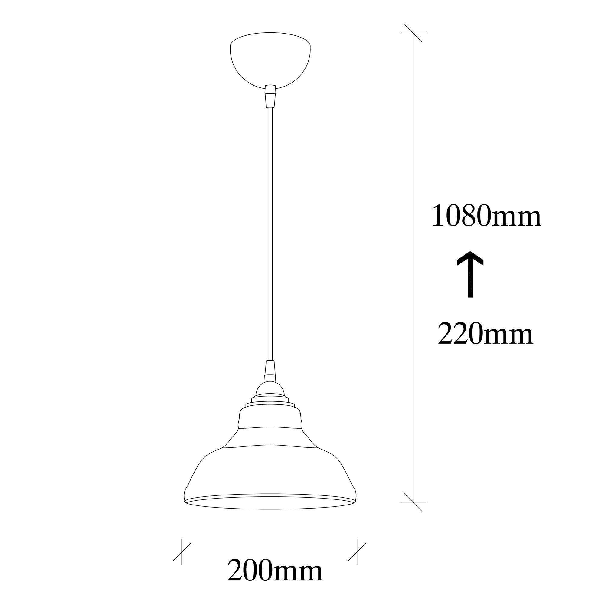 Candeeiro de Teto Escandinavo, Corpo em Metal Preto, 20 x 20 cm, Altura 108 cm, Soquete E27 Máx. 40 W, Cabo de 90 cm | Iluminação Elegante para Espaços Modernos