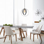 Candeeiro de Teto Escandinavo, Corpo em Metal Preto, 35 cm de Diâmetro, 131 cm de Altura, Ajustável, Soquete E27 Máx. 40 W, Iluminação Elegante para Espaços Modernos