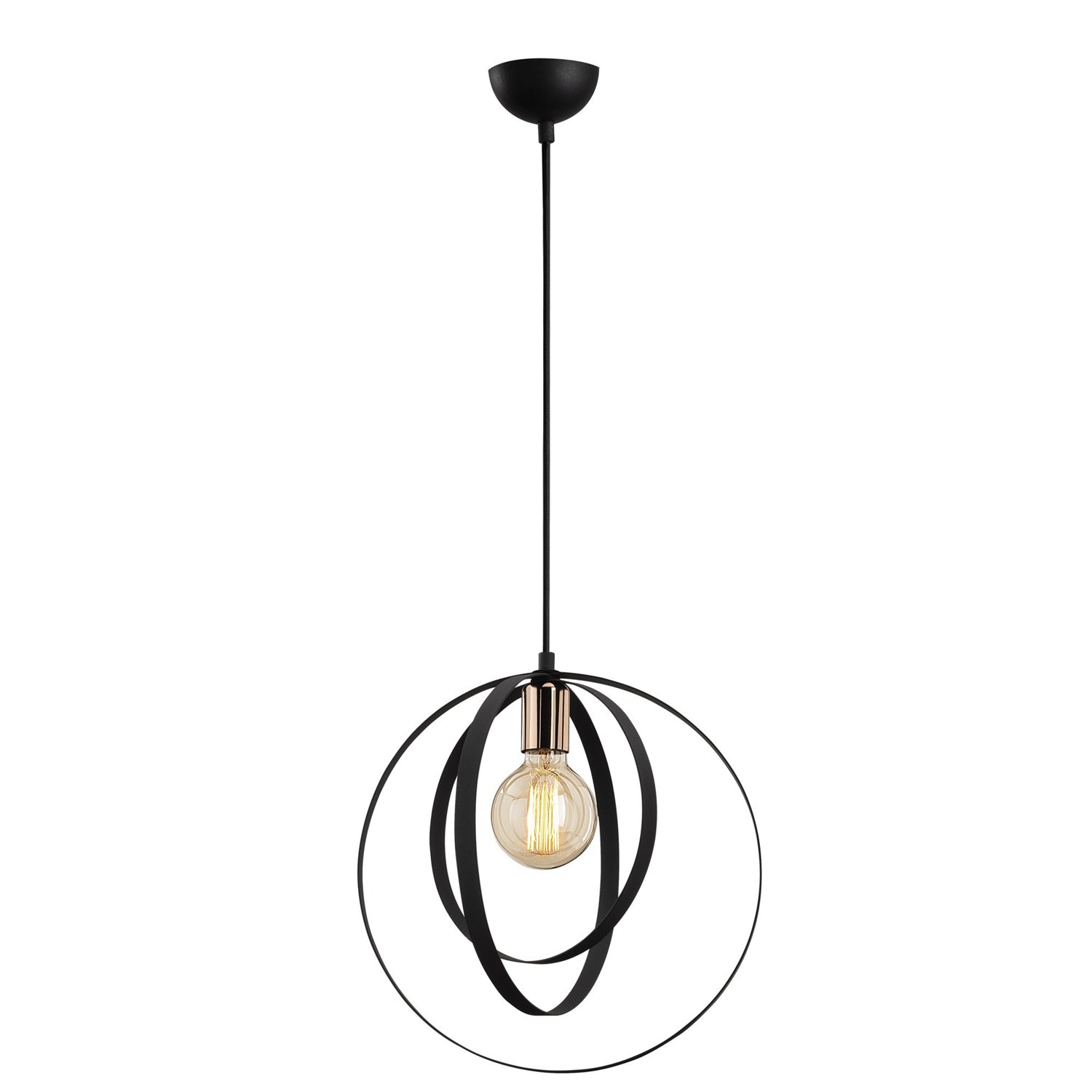 Candeeiro de Teto Escandinavo, Corpo em Metal Preto, 35 cm de Diâmetro, 131 cm de Altura, Ajustável, Soquete E27 Máx. 40 W, Iluminação Elegante para Espaços Modernos