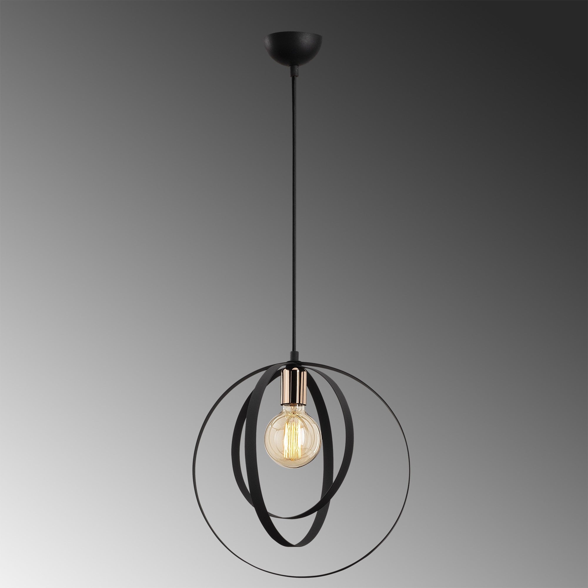 Candeeiro de Teto Escandinavo, Corpo em Metal Preto, 35 cm de Diâmetro, 131 cm de Altura, Ajustável, Soquete E27 Máx. 40 W, Iluminação Elegante para Espaços Modernos