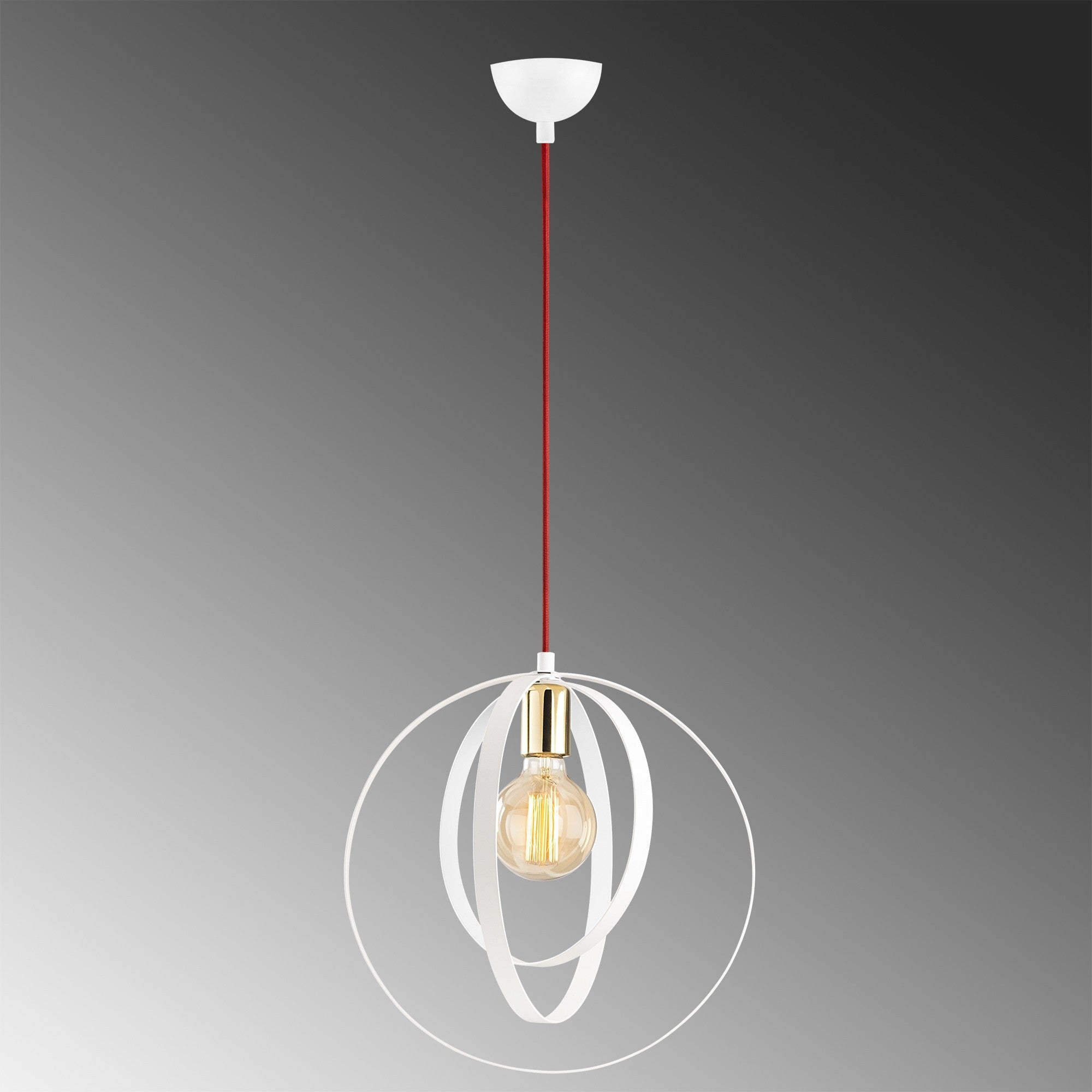 Candeeiro de Teto Escandinavo, Corpo em Ferro Branco, 35 cm de Diâmetro, 131 cm de Altura, Ajustável, E27 Máx. 40 W, Iluminação Elegante para Espaços Modernos, Classificação IP20