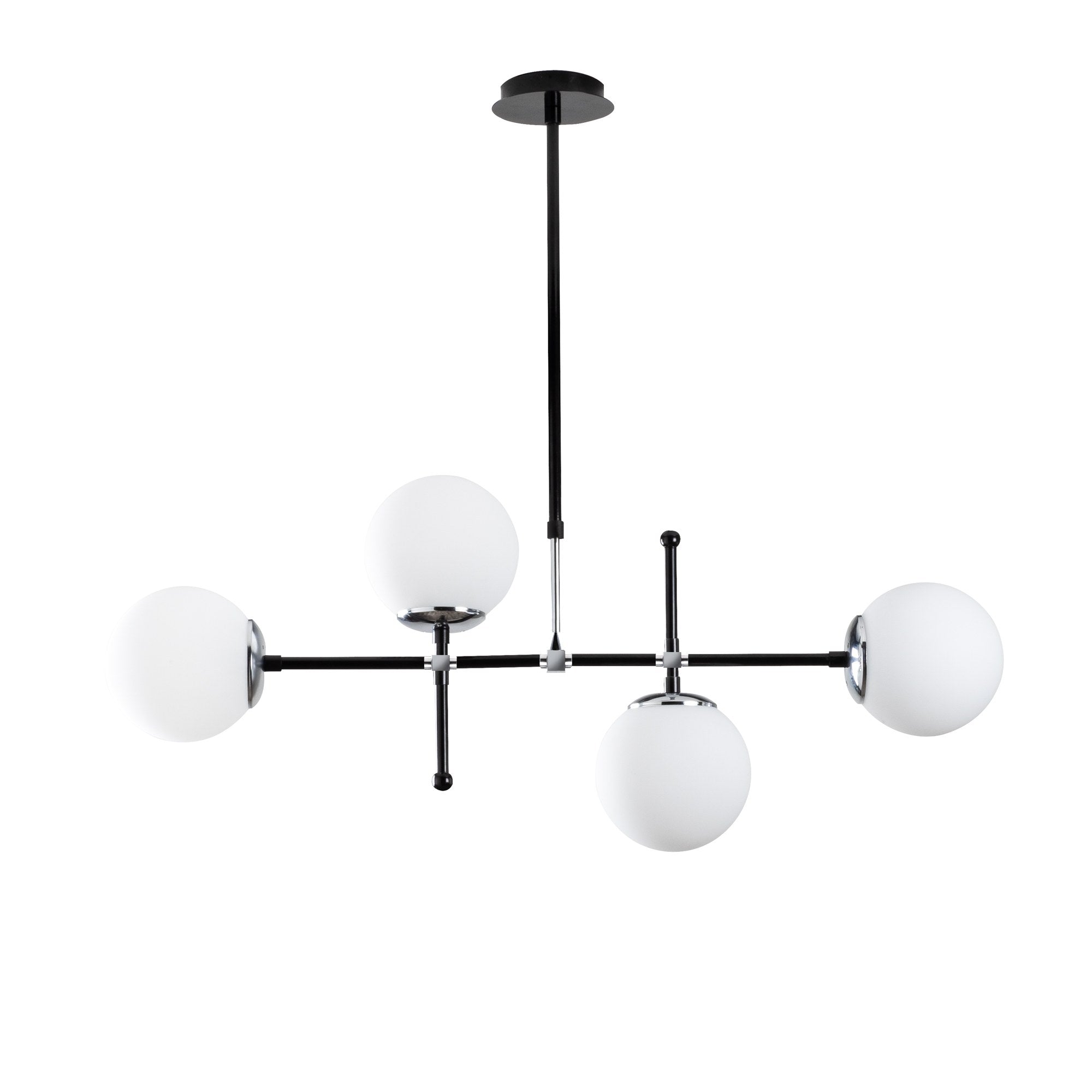 Candeeiro de Teto Escandinavo, Altura Ajustável 67-82 cm, Corpo em Metal Preto e Branco, 90 x 15 cm, 4 x E27 Máx. 40 W, Iluminação Elegante para Espaços Modernos