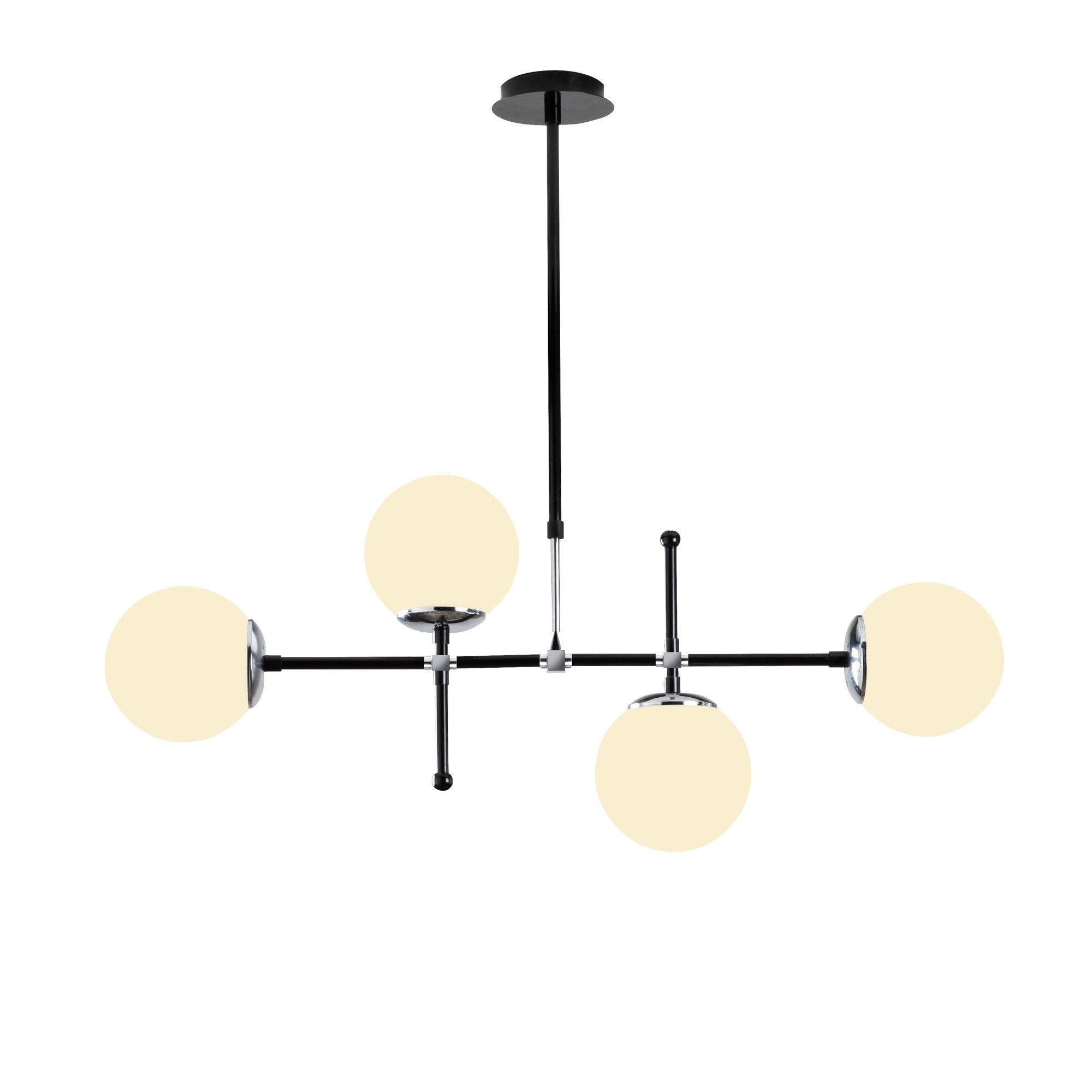 Candeeiro de Teto Escandinavo, Altura Ajustável 67-82 cm, Corpo em Metal Preto e Branco, 90 x 15 cm, 4 x E27 Máx. 40 W, Iluminação Elegante para Espaços Modernos