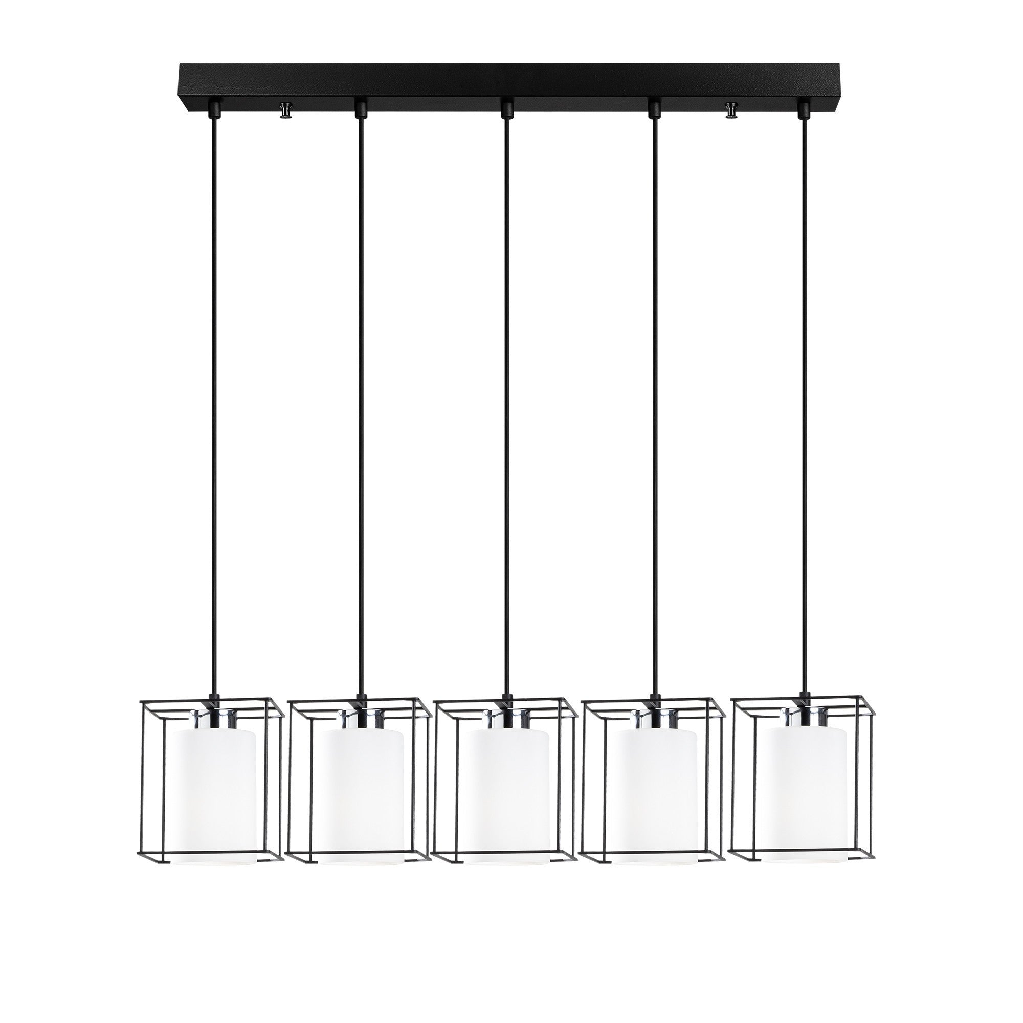 Candeeiro de Teto Escandinavo, Corpo em Ferro Preto, 85 cm de Diâmetro, 113 cm de Altura, Ajustável, 5 x E27 Máx. 40 W, Design Elegante para Espaços Modernos