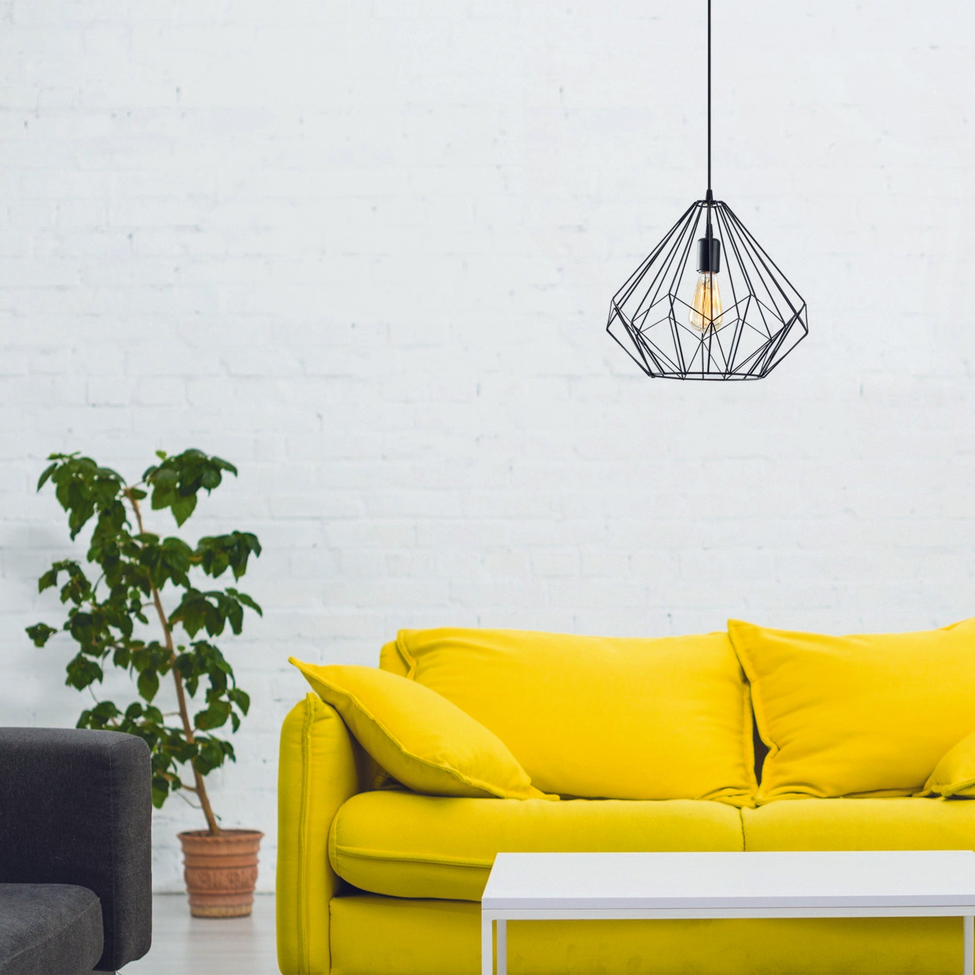 Candeeiro de Teto Preto Elegante, 37 cm de Diâmetro, 129 cm de Altura | Corpo de Ferro, Altura Ajustável, Soquete E27, Máx. 40 W | Iluminação Moderna para Casa e Escritório