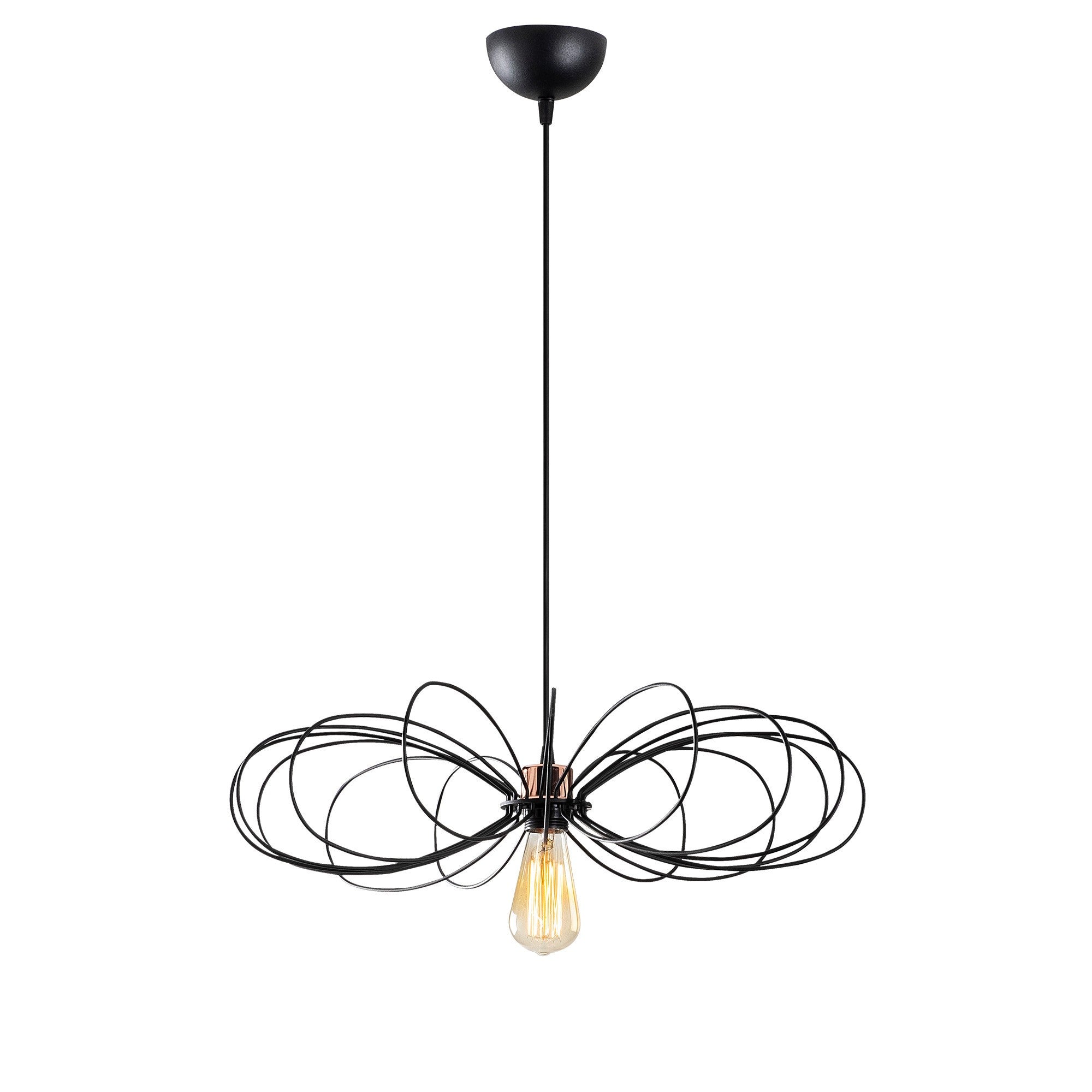 Candeeiro de Teto Industrial Preto, Corpo Metálico, 58 cm de Diâmetro, Altura Ajustável, Soquete E27 Máx. 40 W | Iluminação Elegante para Espaços Modernos, Classificação IP20