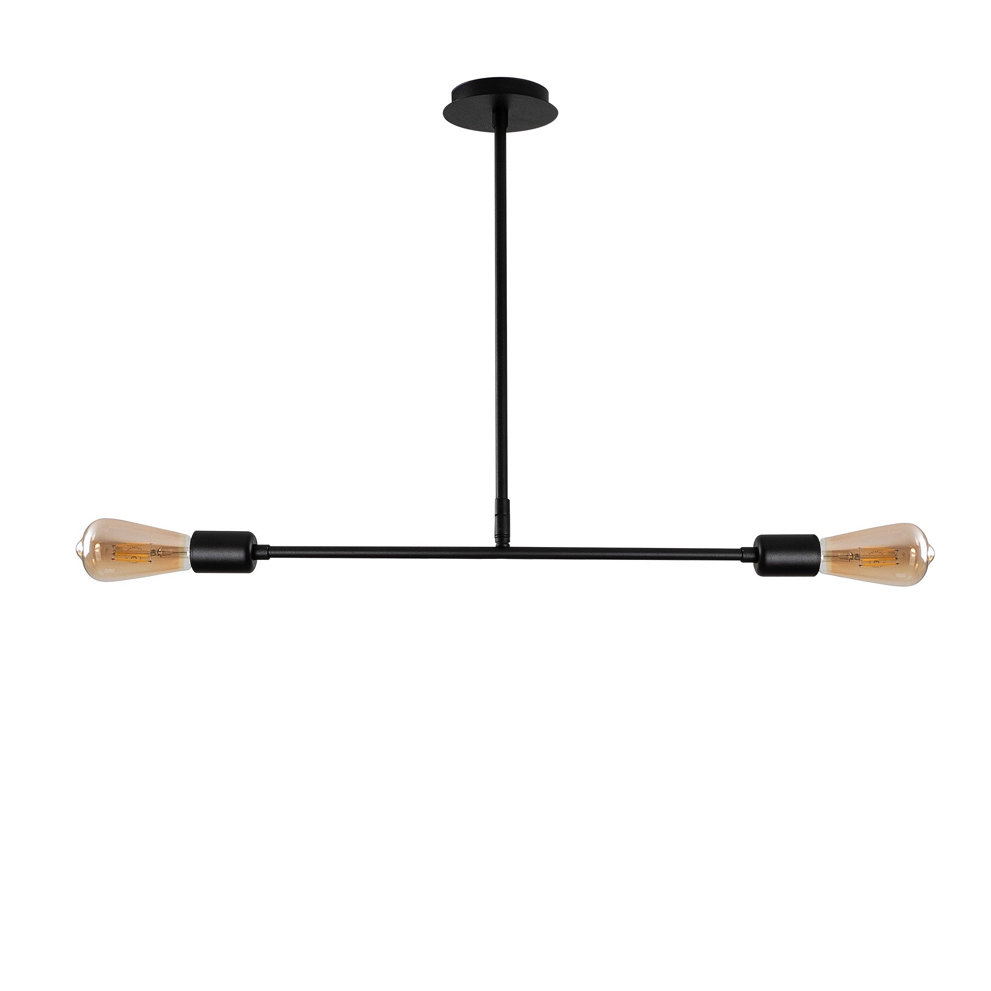 Candeeiro de Teto Preto Elegante, Corpo em Metal, 65 x 12 cm, Altura: 50 cm | 2 x E27 Máx. 40 W | Iluminação Elegante para Decoração Moderna, Classificação IP20