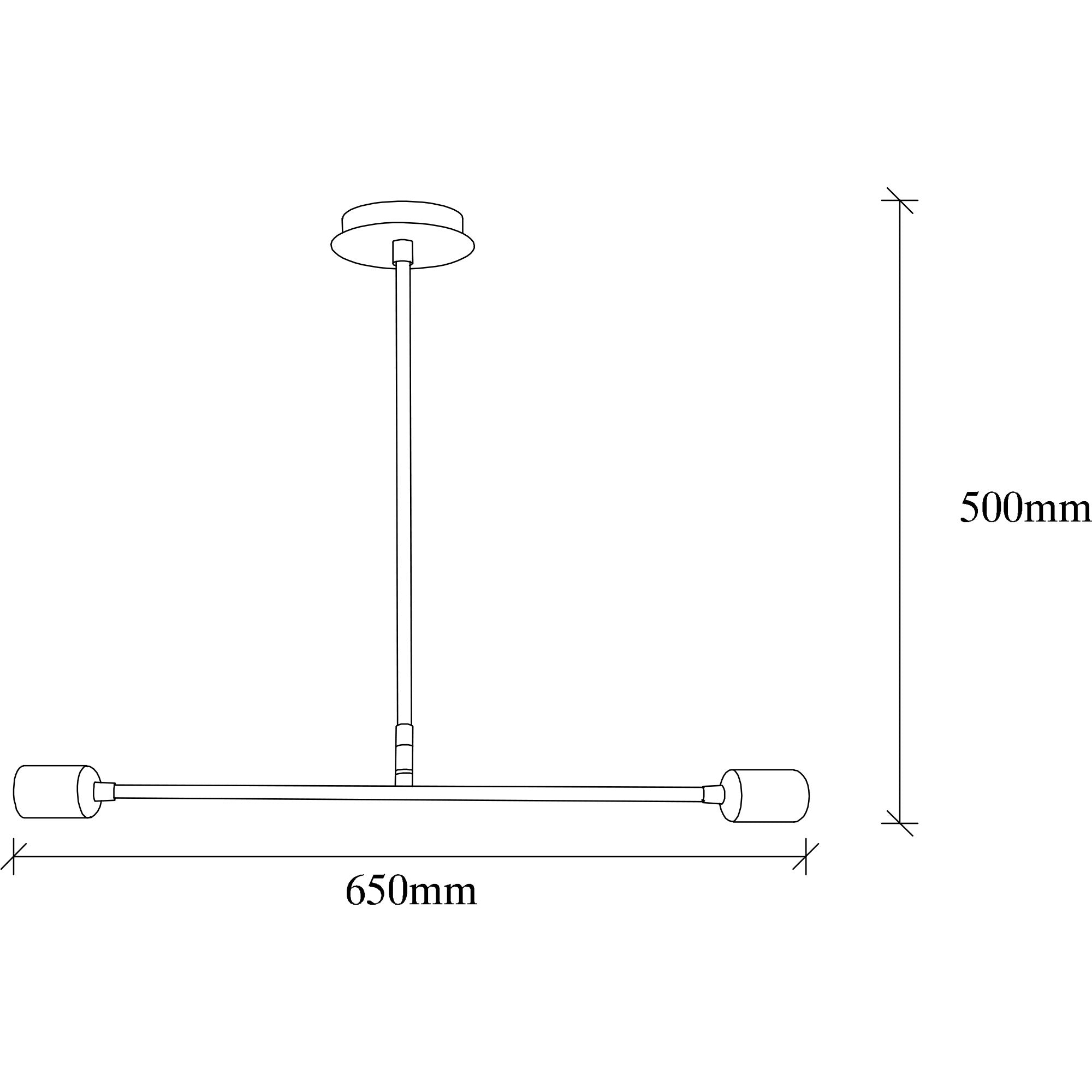 Candeeiro de Teto Preto Elegante, Corpo em Metal, 65 x 12 cm, Altura: 50 cm | 2 x E27 Máx. 40 W | Iluminação Elegante para Decoração Moderna, Classificação IP20