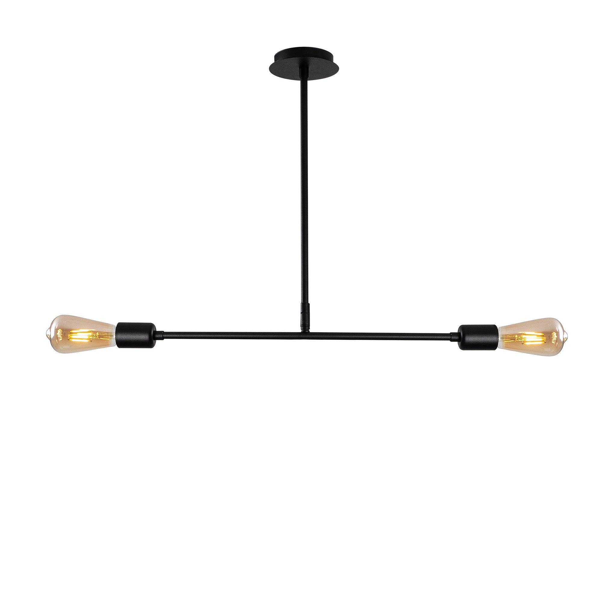 Candeeiro de Teto Preto Elegante, Corpo em Metal, 65 x 12 cm, Altura: 50 cm | 2 x E27 Máx. 40 W | Iluminação Elegante para Decoração Moderna, Classificação IP20