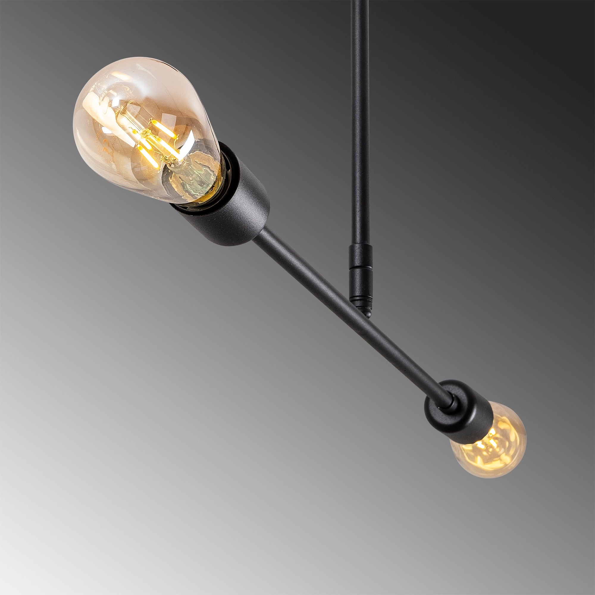 Candeeiro de Teto Preto Elegante, Corpo em Metal, 65 x 12 cm, Altura: 50 cm | 2 x E27 Máx. 40 W | Iluminação Elegante para Decoração Moderna, Classificação IP20