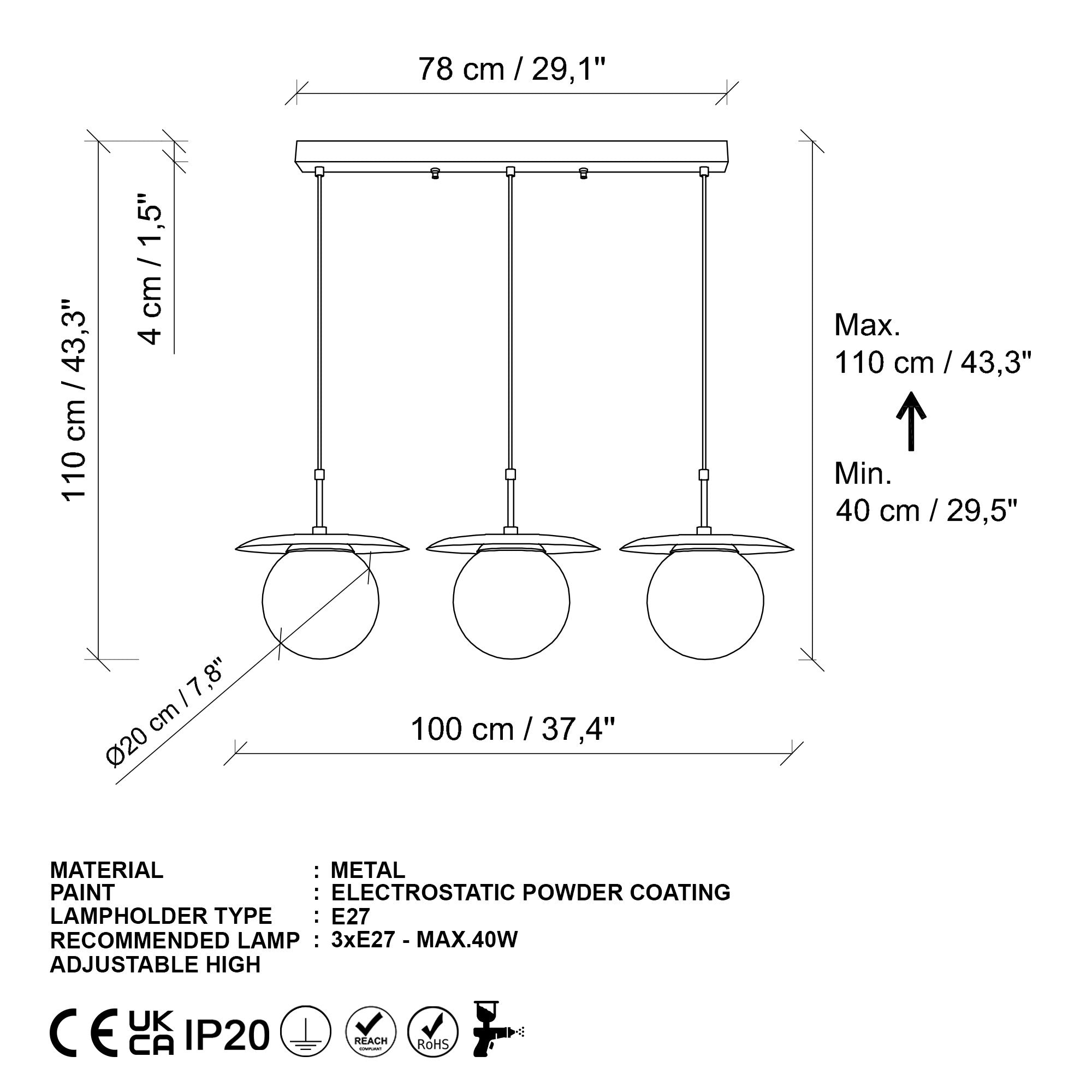 Candeeiro de Teto -Anemon-Preto